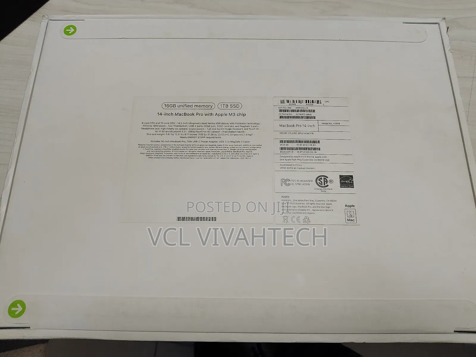 New Laptop Apple MacBook Pro 16GB Apple M3 SSD 1T