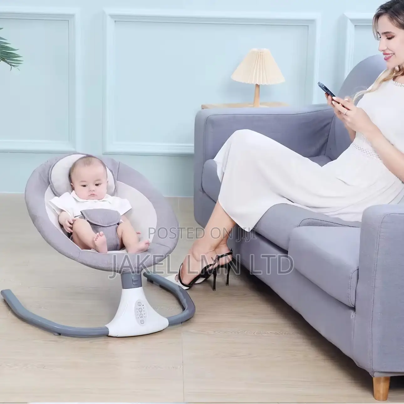 Electric Bluetooth Blue Baby Swing, With a Remote