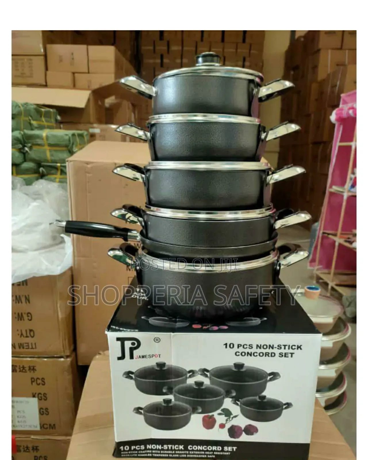 10 Pieces James Pot Nonstick Cookware- Black
