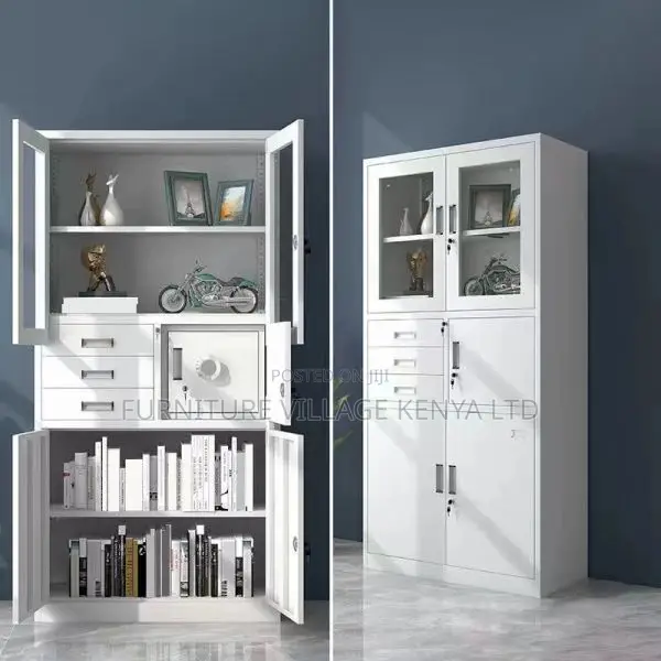 Modern White Steel Office Storage Cabinet With Locking Doorg