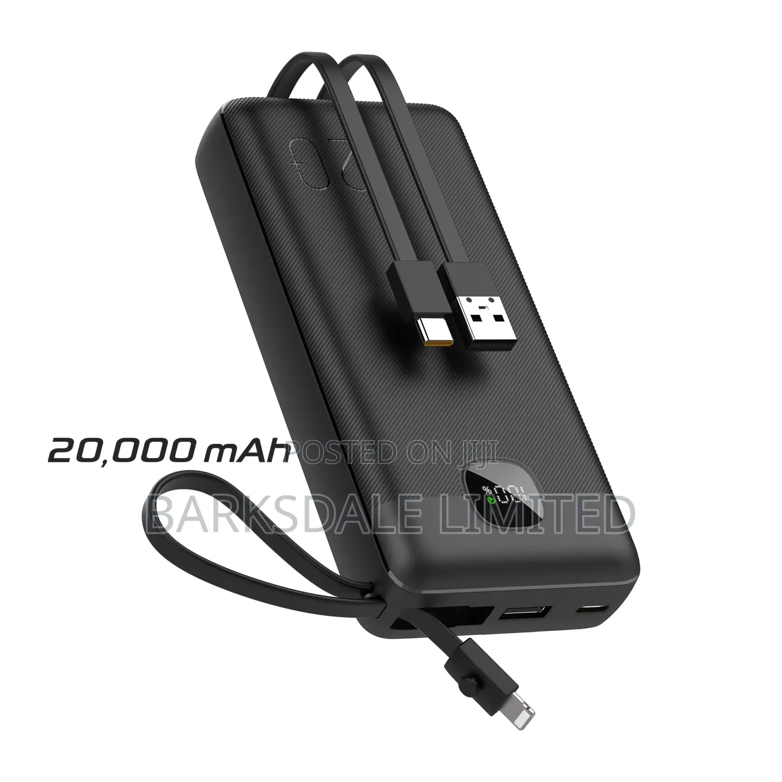 20000 Mah 10000 Powerbank Black Led Display Type C Lightning