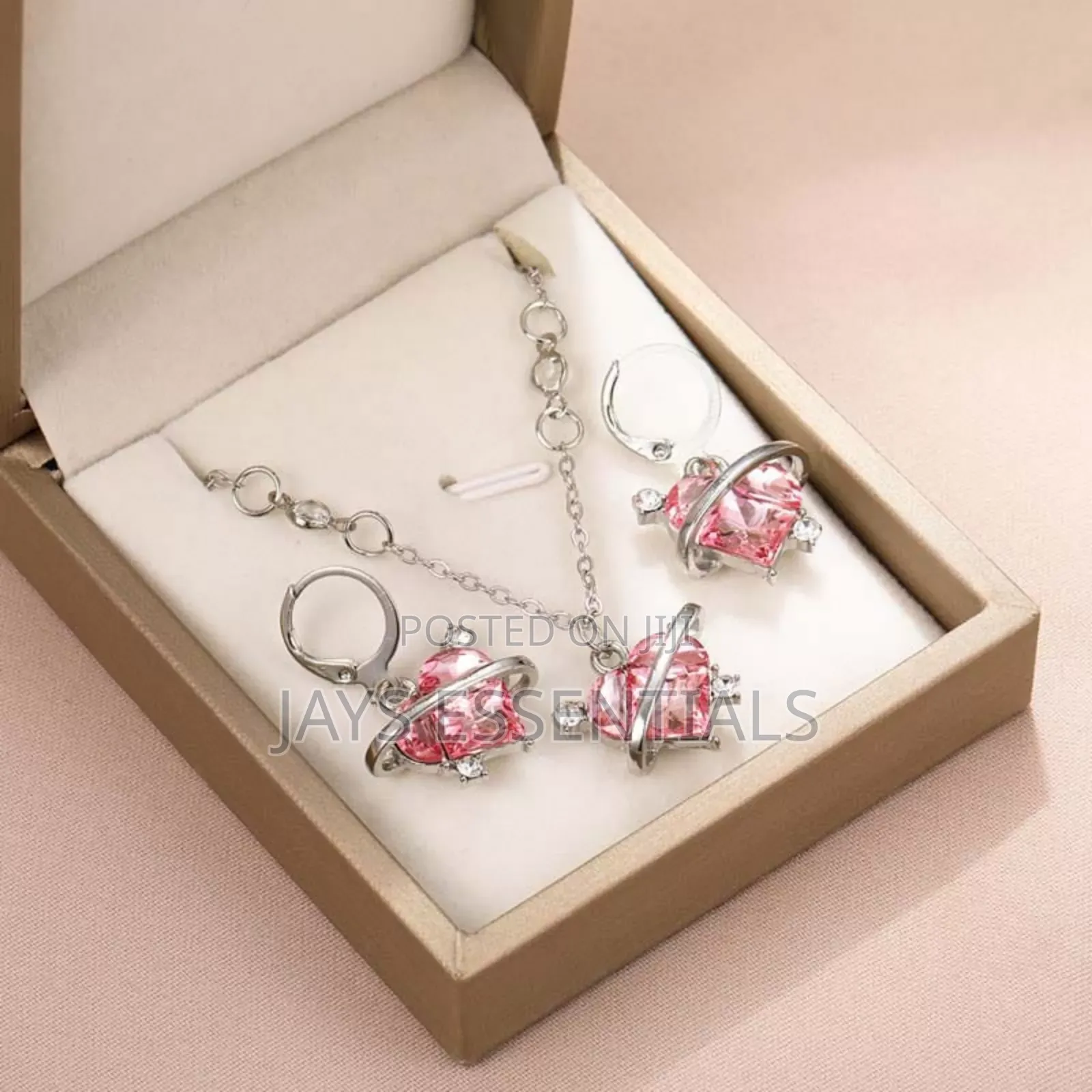 Pink Heart Necklace Set