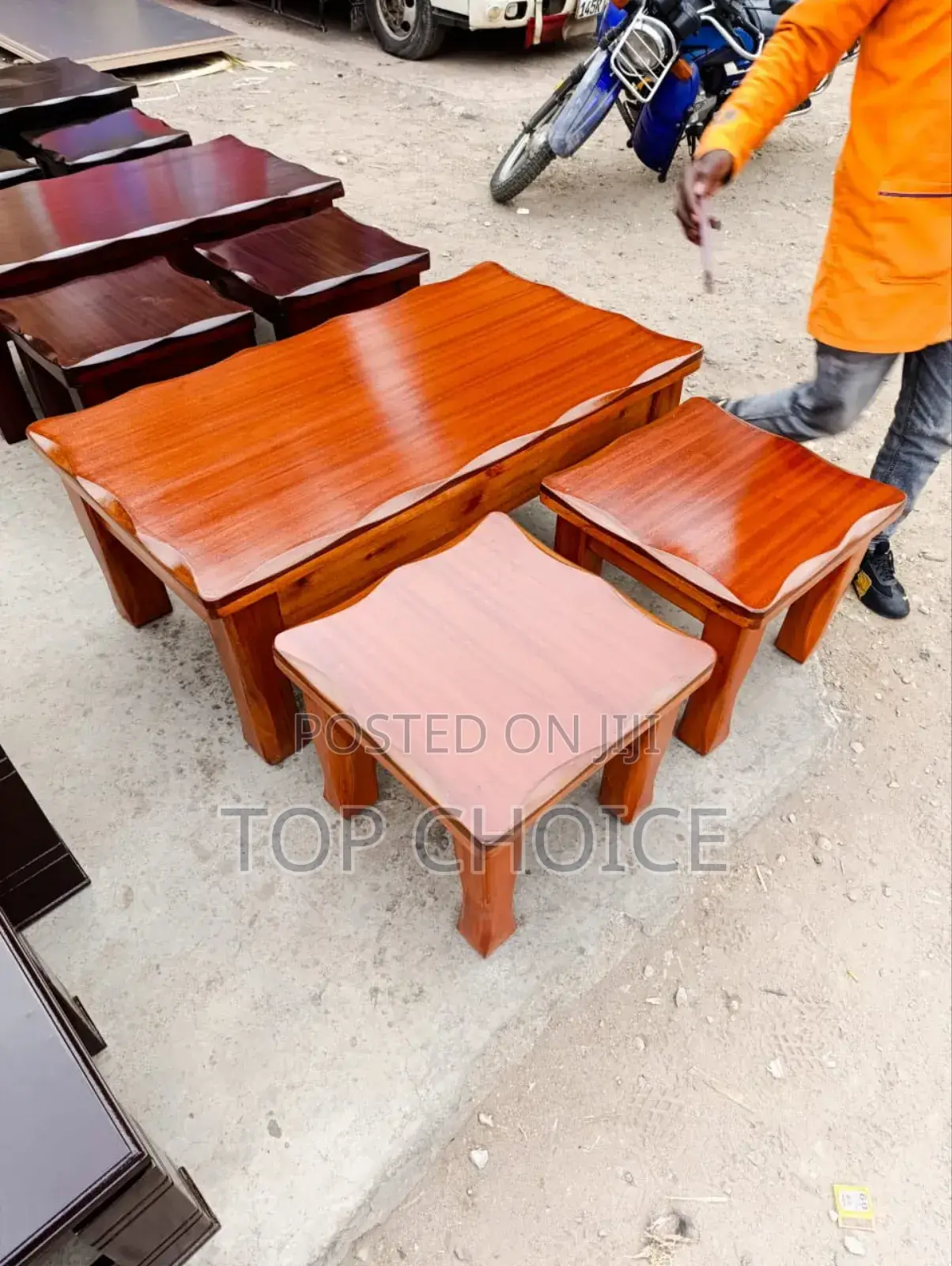 Wooden Coffee Table With Stools