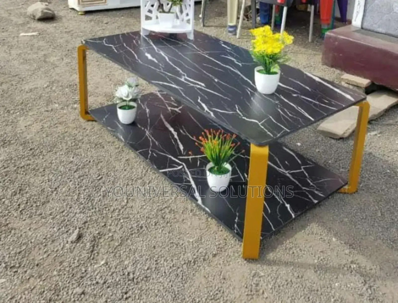 Black Executive MDF Marble Effect Table