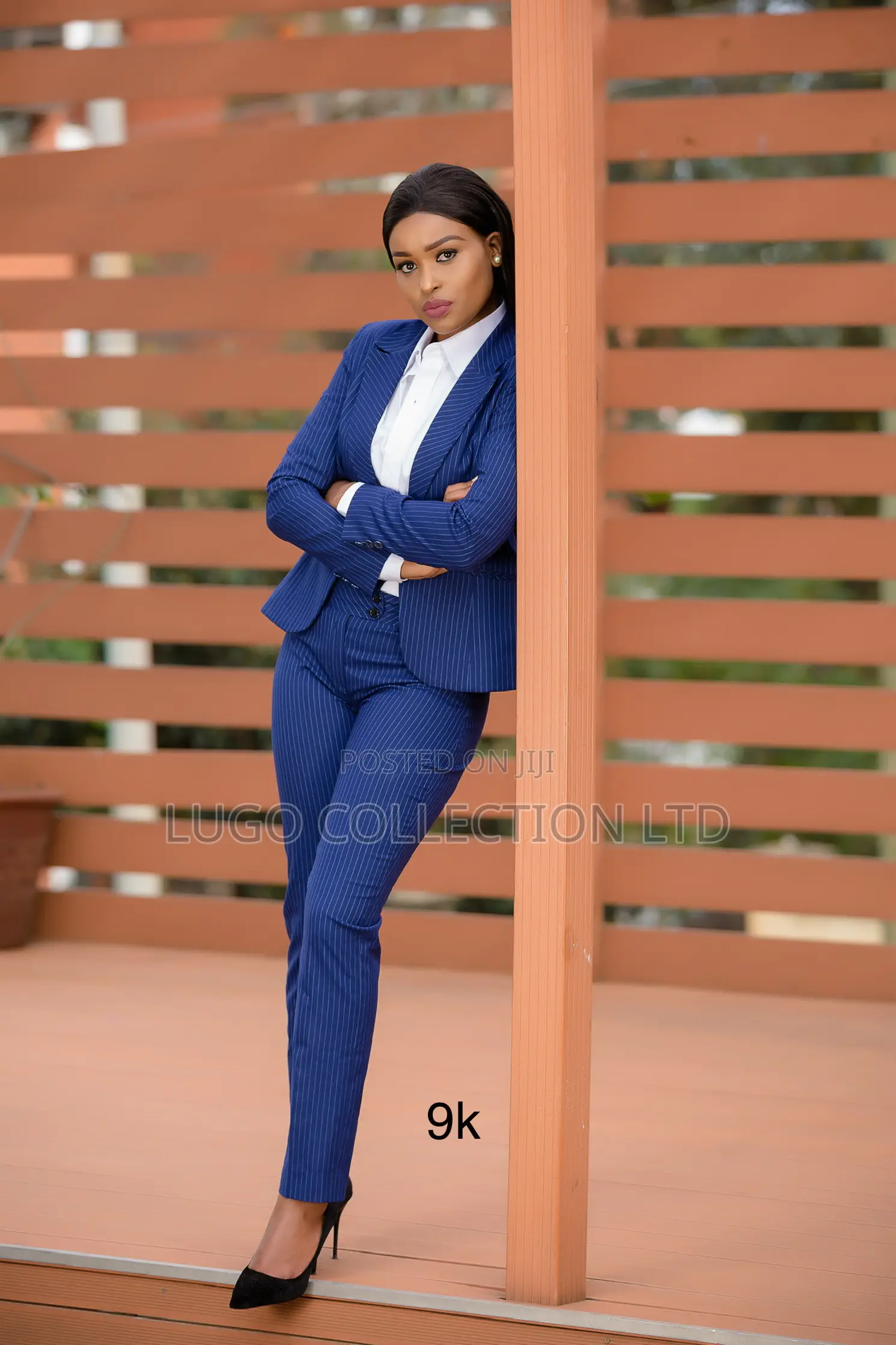 Women Suit Blue Pinstripe Trouser Suit