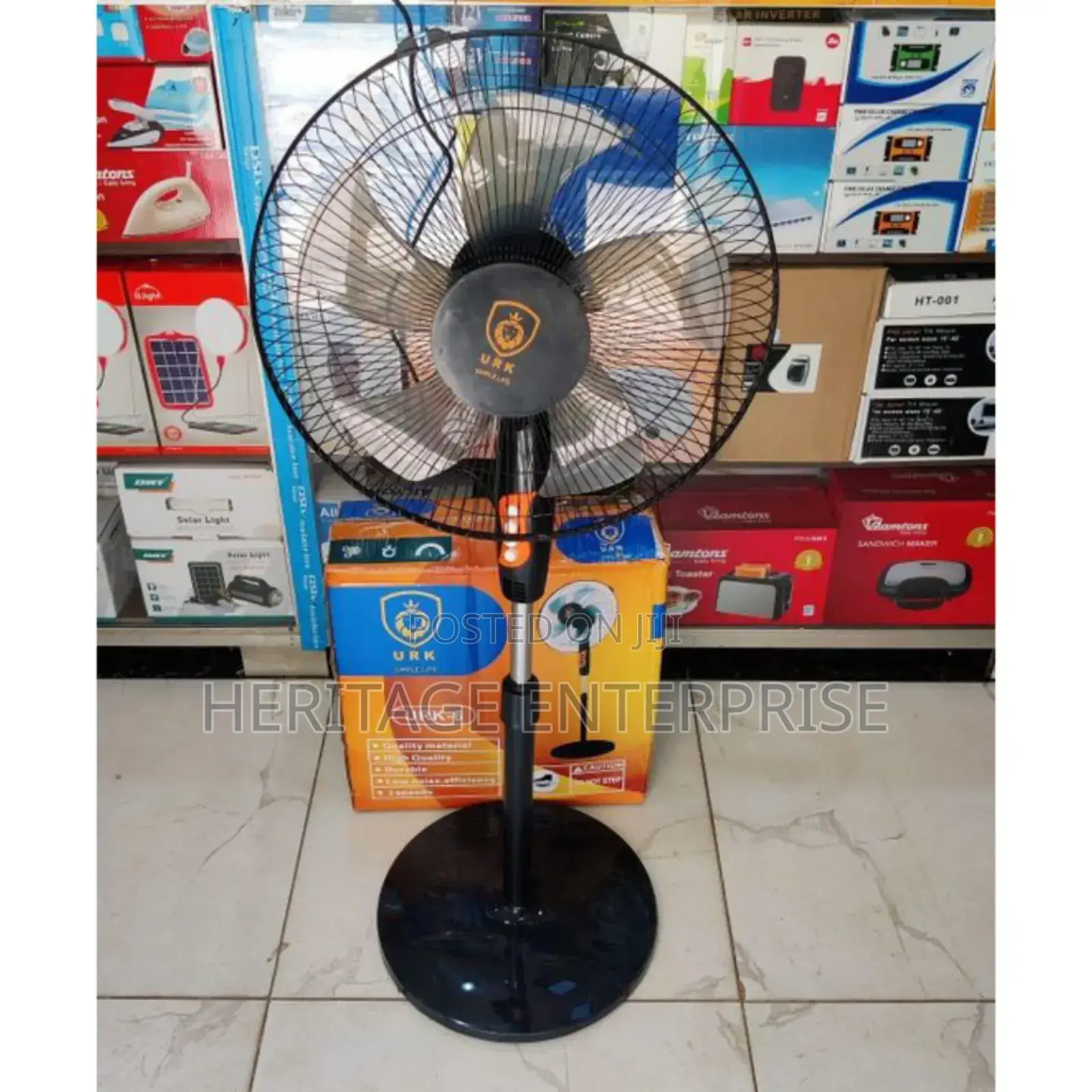 URK 16" Stand Fan, Round Base,Black