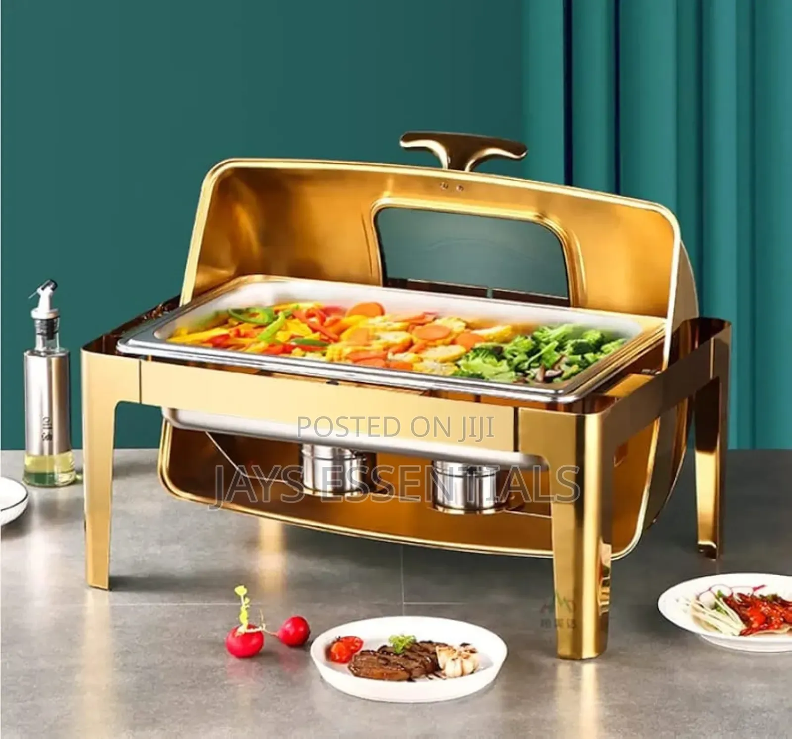 Rectangle Gold Rolltop Chaffing Dish