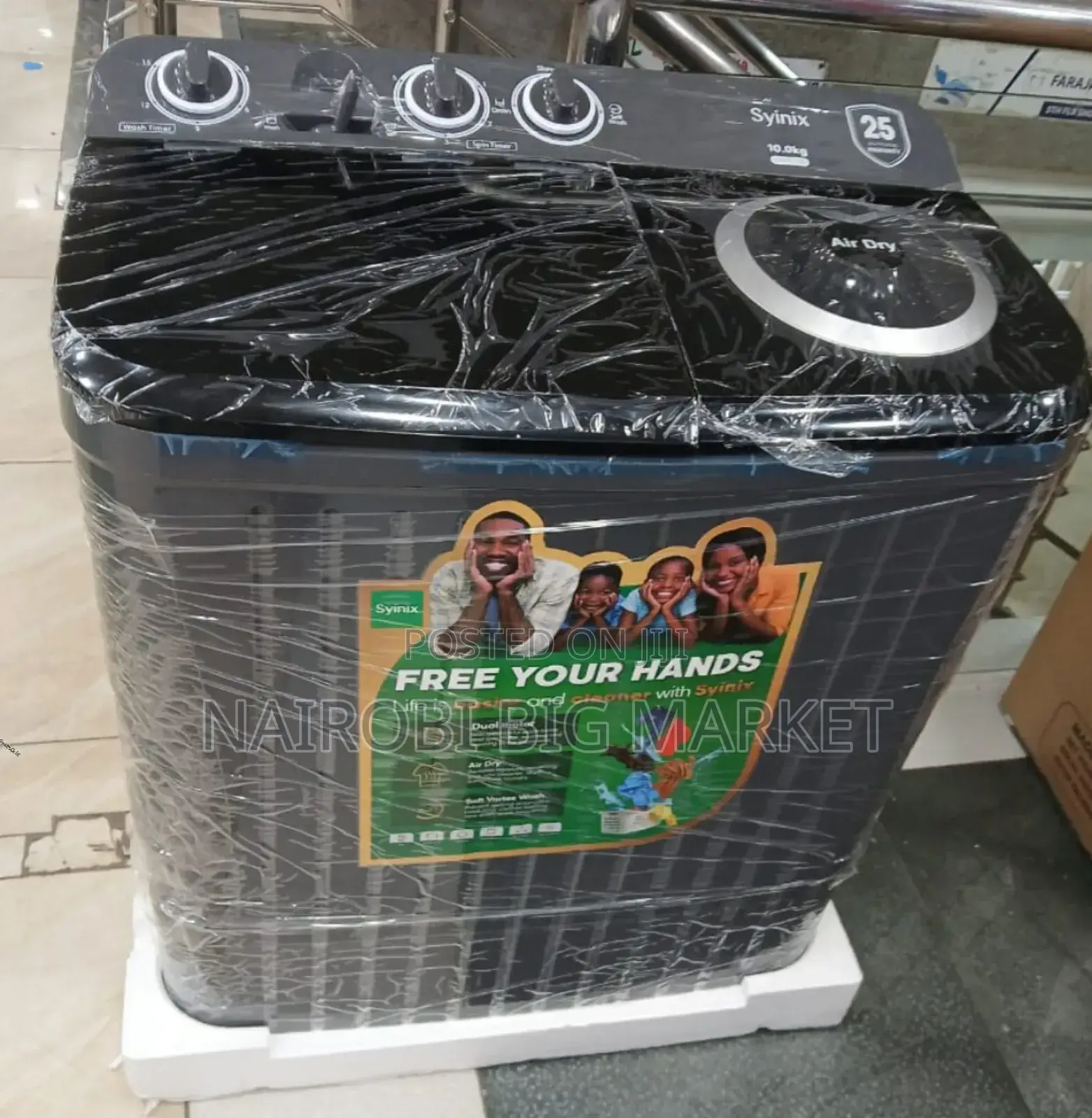 Black 10kg Syinix Twin Tub Washing Machine W5