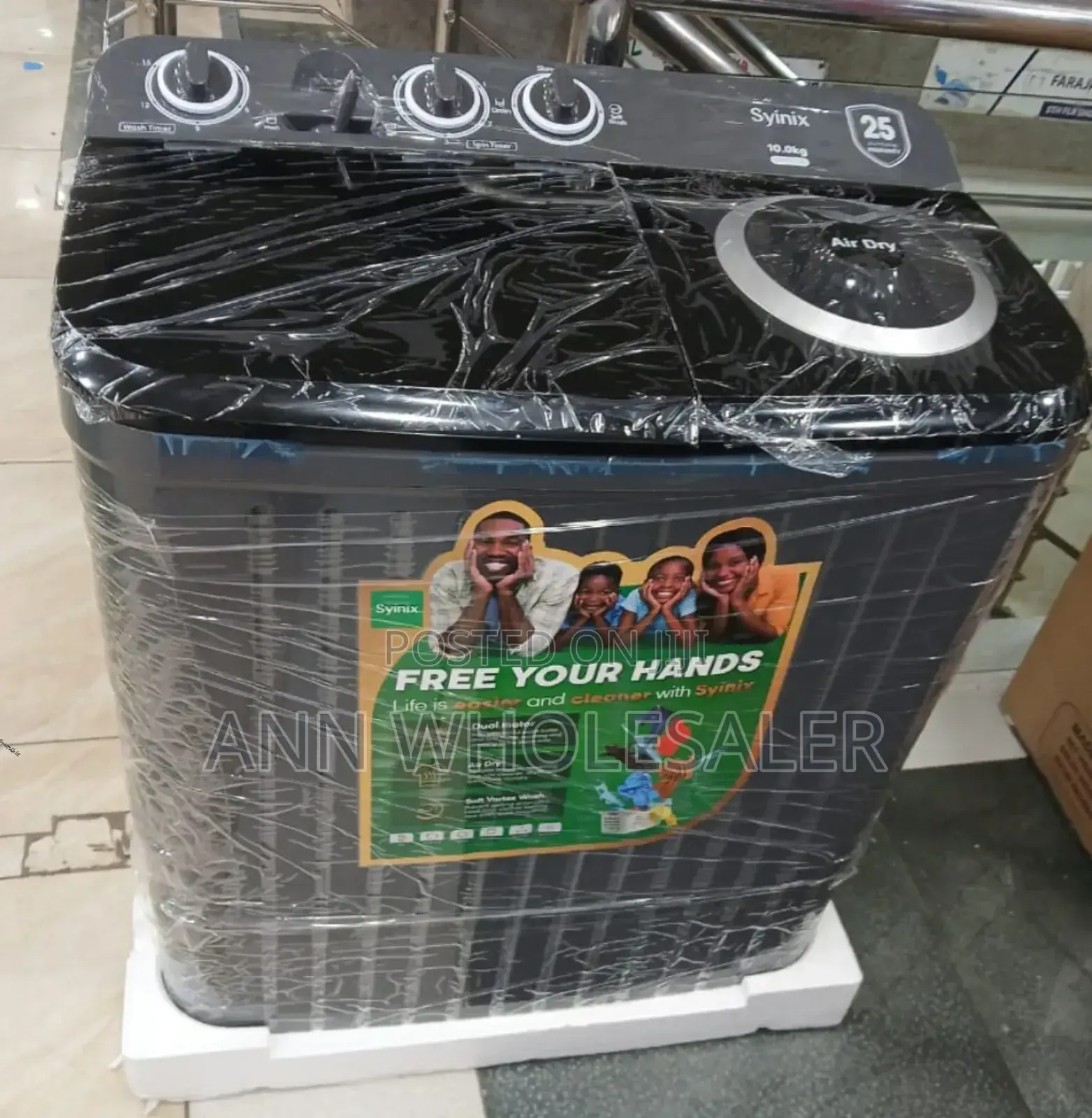 Black 10kg Syinix Twin Tub Washing Machine W5