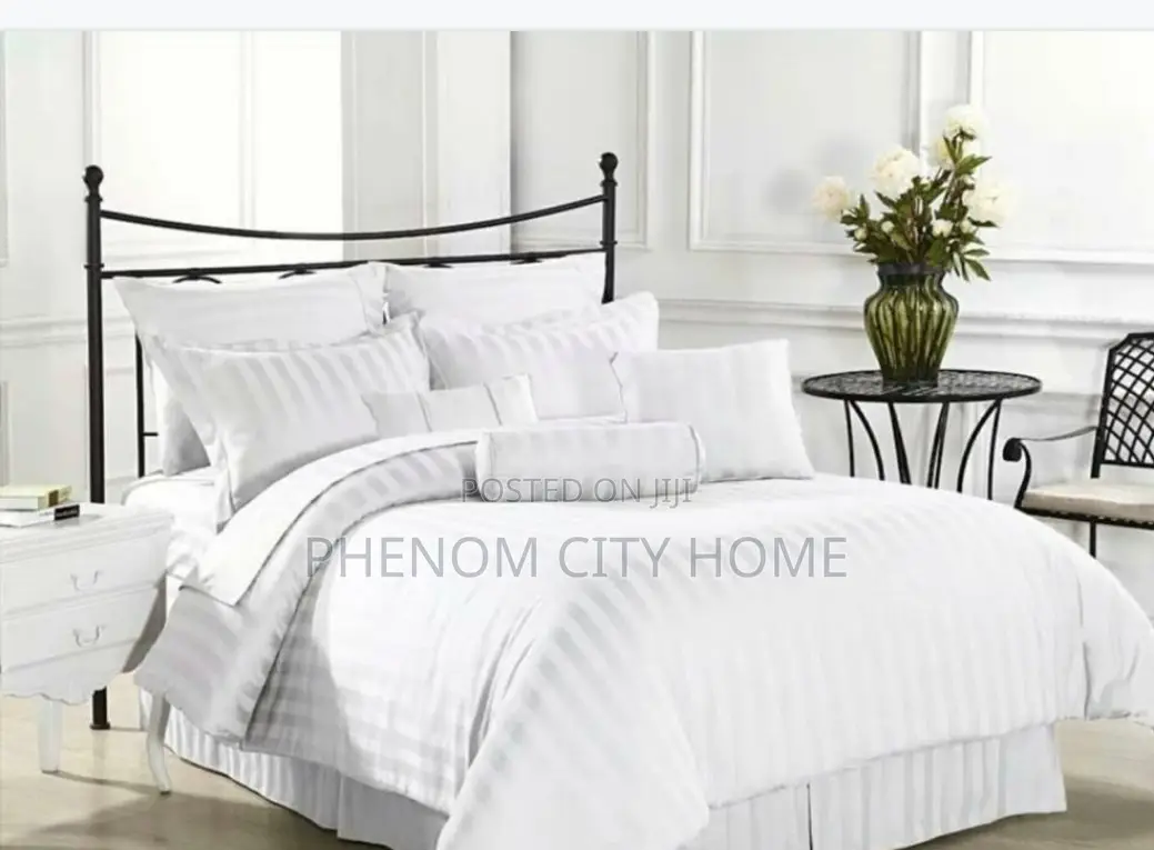 White Stripped TC Quality Bedsheet Set Available