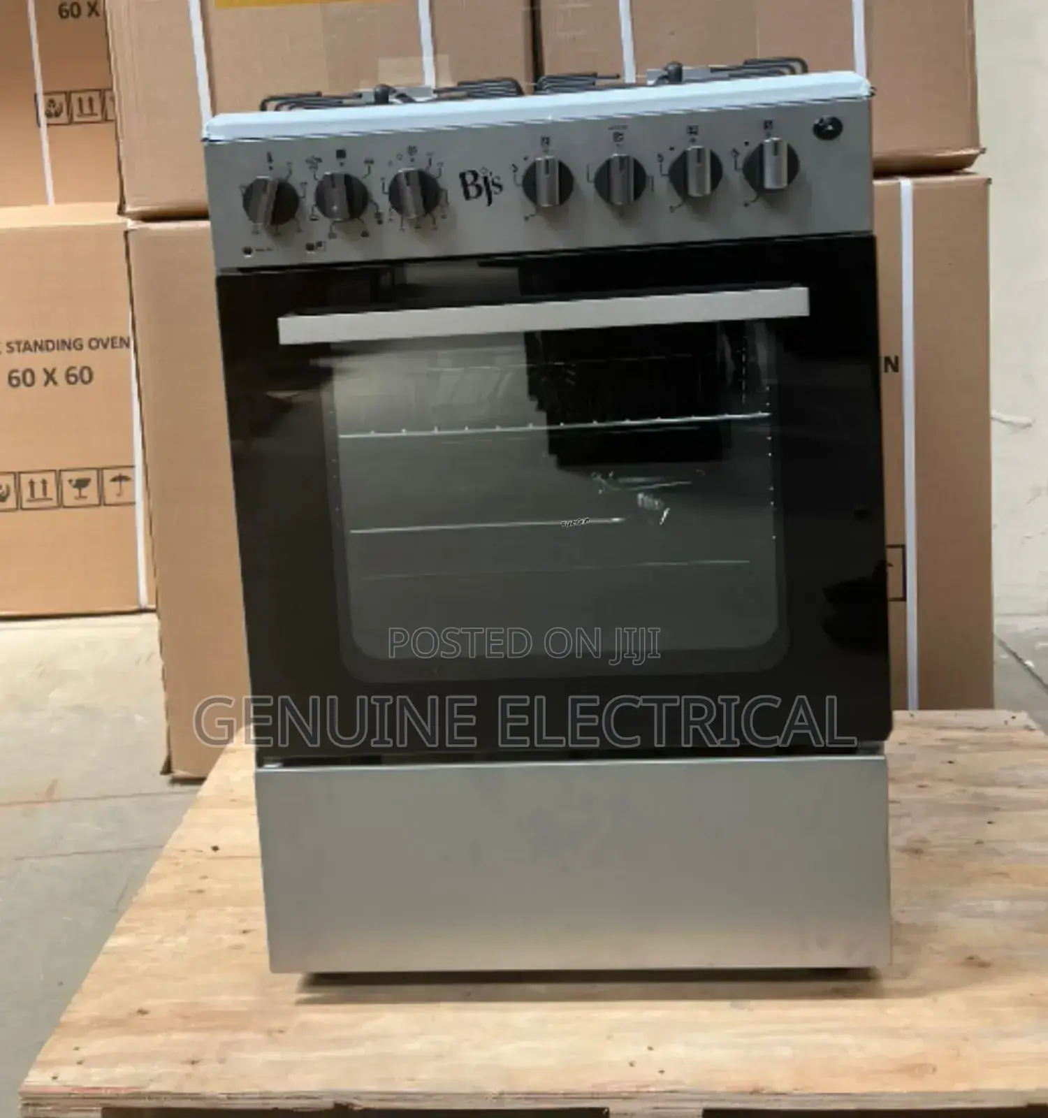 Grey BJS 60X60 3-Gas+1 Hot Plate + Turbo-Fan Tg/Ht