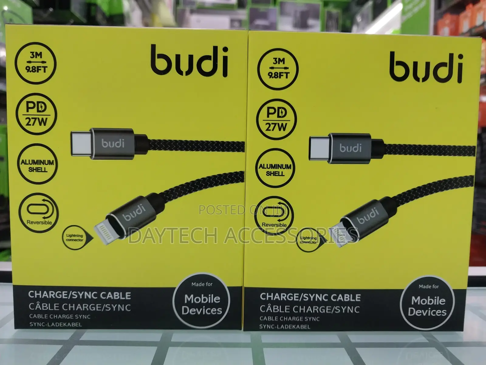 3m Budi Type-C to Lightning Braided Charging and Sync Cable
