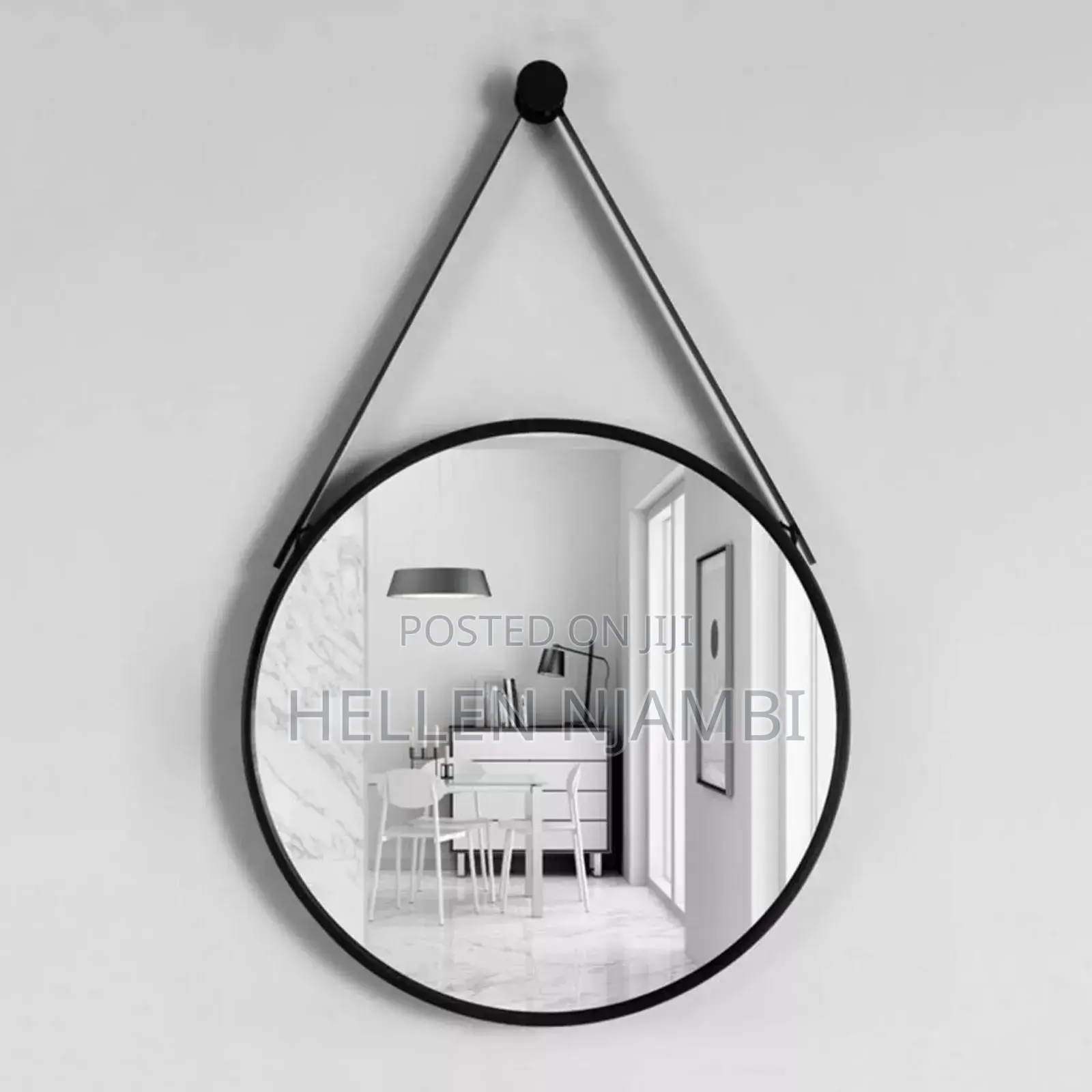 Round Hanging Mirror With a Strap