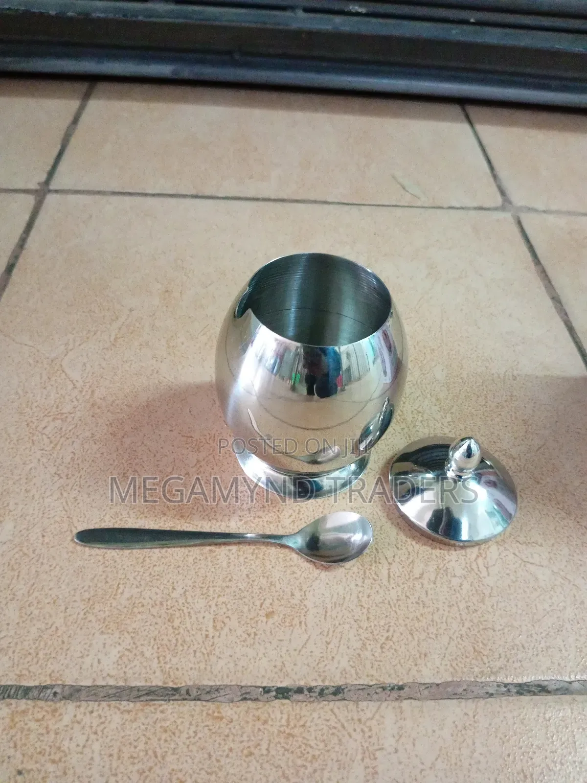 Stainless Steel Sugar Dish/ Egg Shape Seasoning Pot