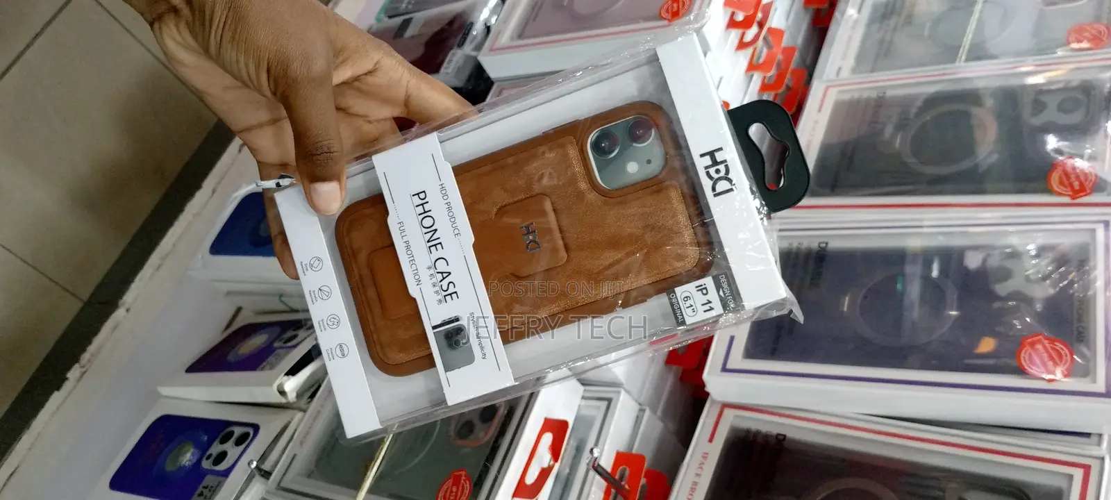 iPhone 11 Leather Adjustable Wristband Strap Case-Brown
