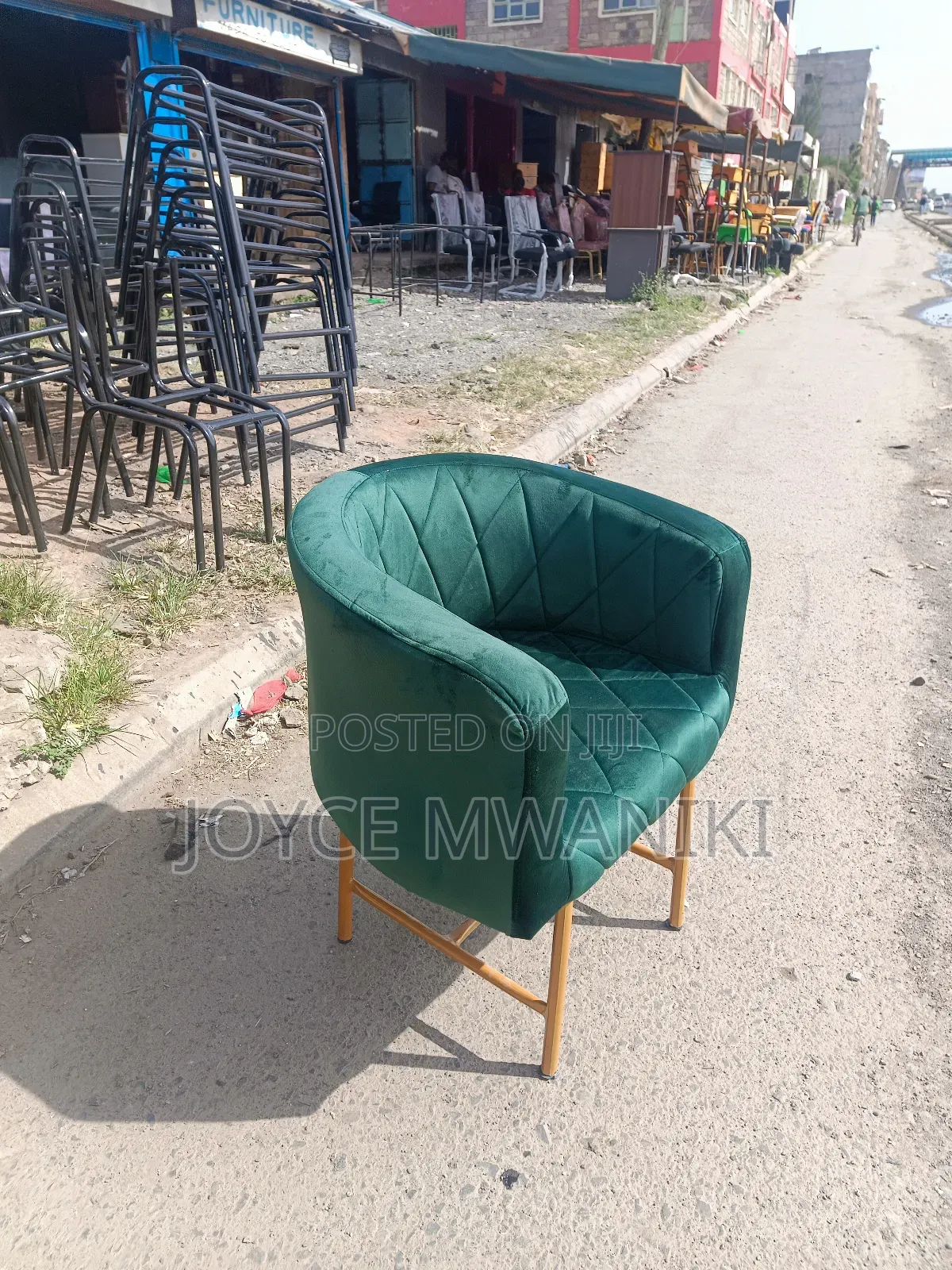 Manicure Styling Chair, Jungle Green and Gold 