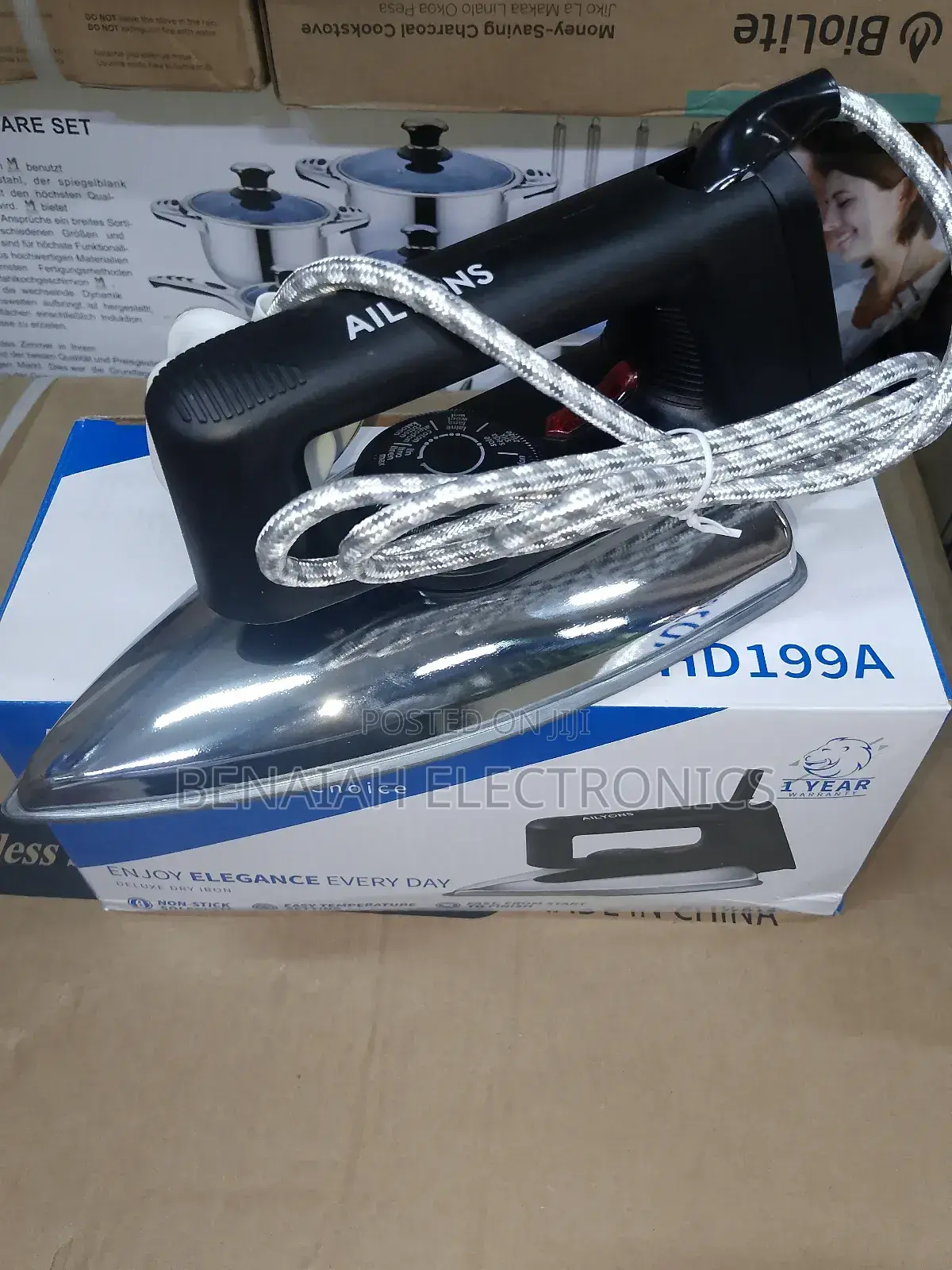 Ailyons Electric Iron Box With Adjustable Temperature Knob