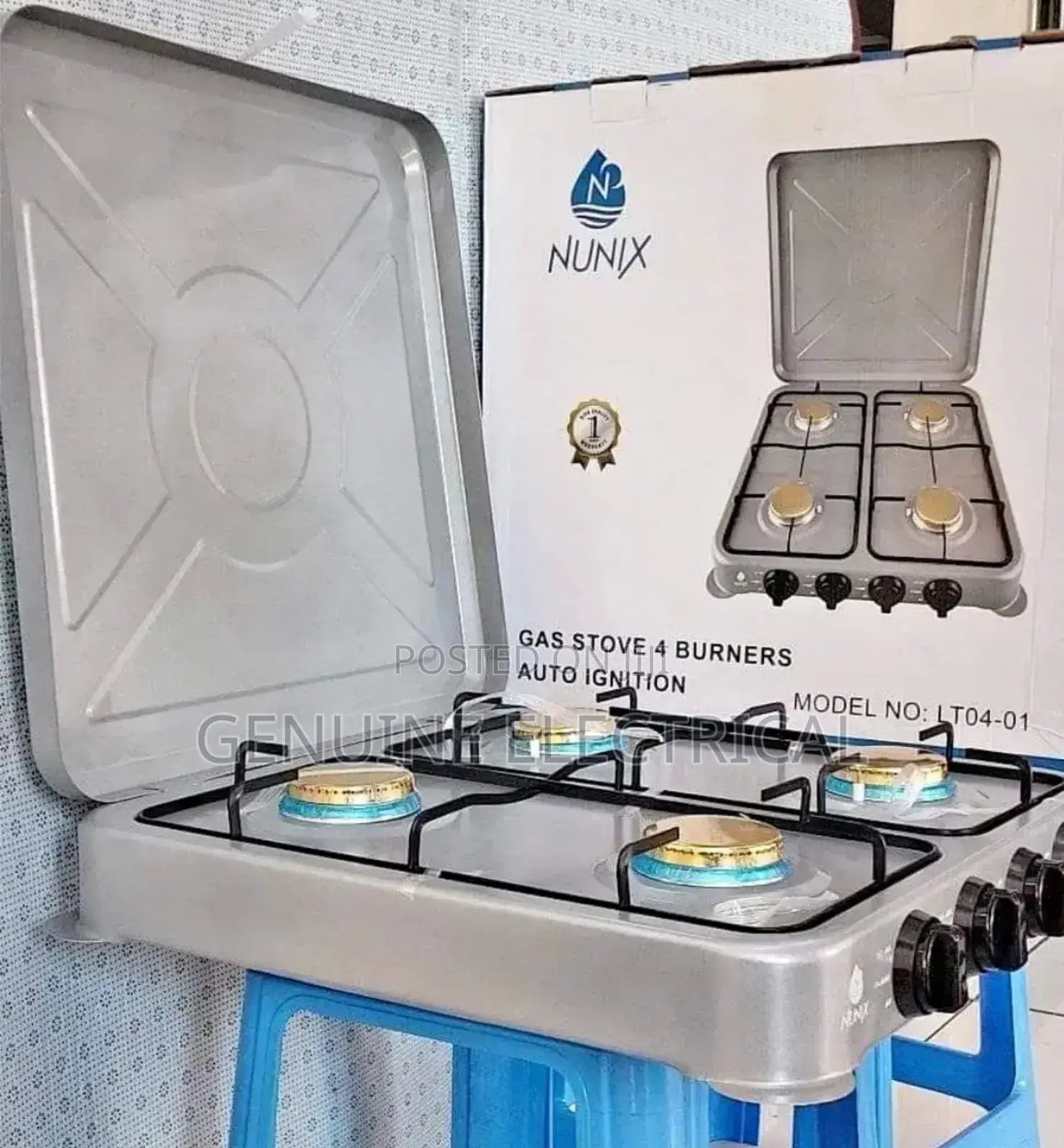 Nunix 4 Gas Burner Table Top Cooker(AUTO IGNITION)