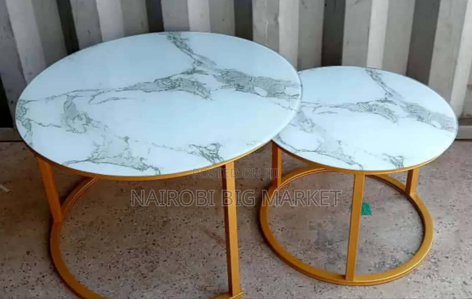 Marble Nesting Coffee Table (Glass Effect) White