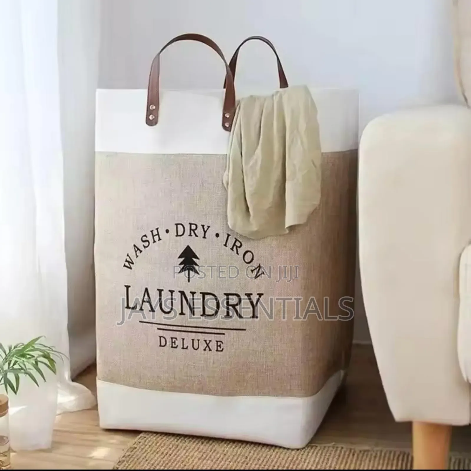 Canvas Fabric Laundry Basket