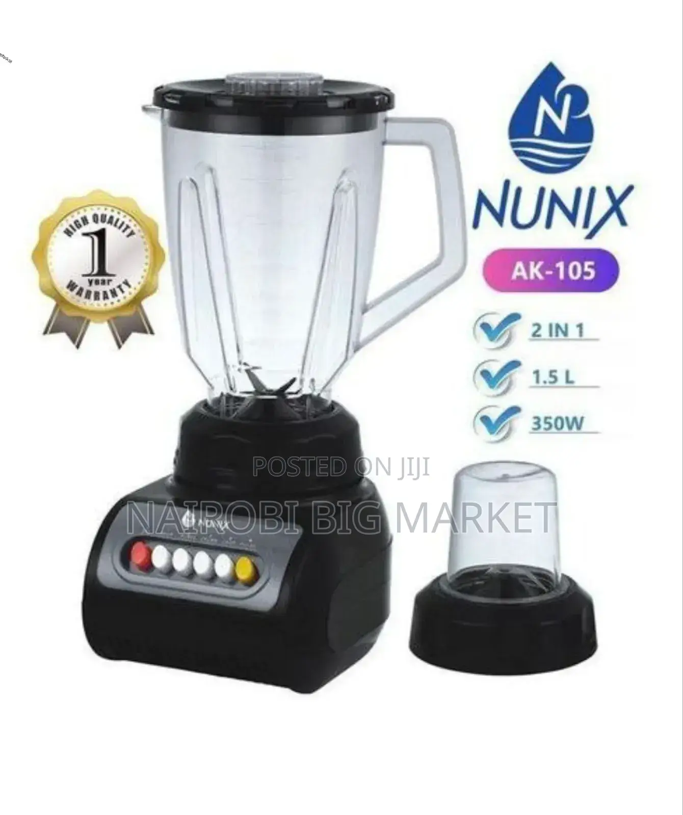 1.5 L Nunix Black Ak 105 Blender