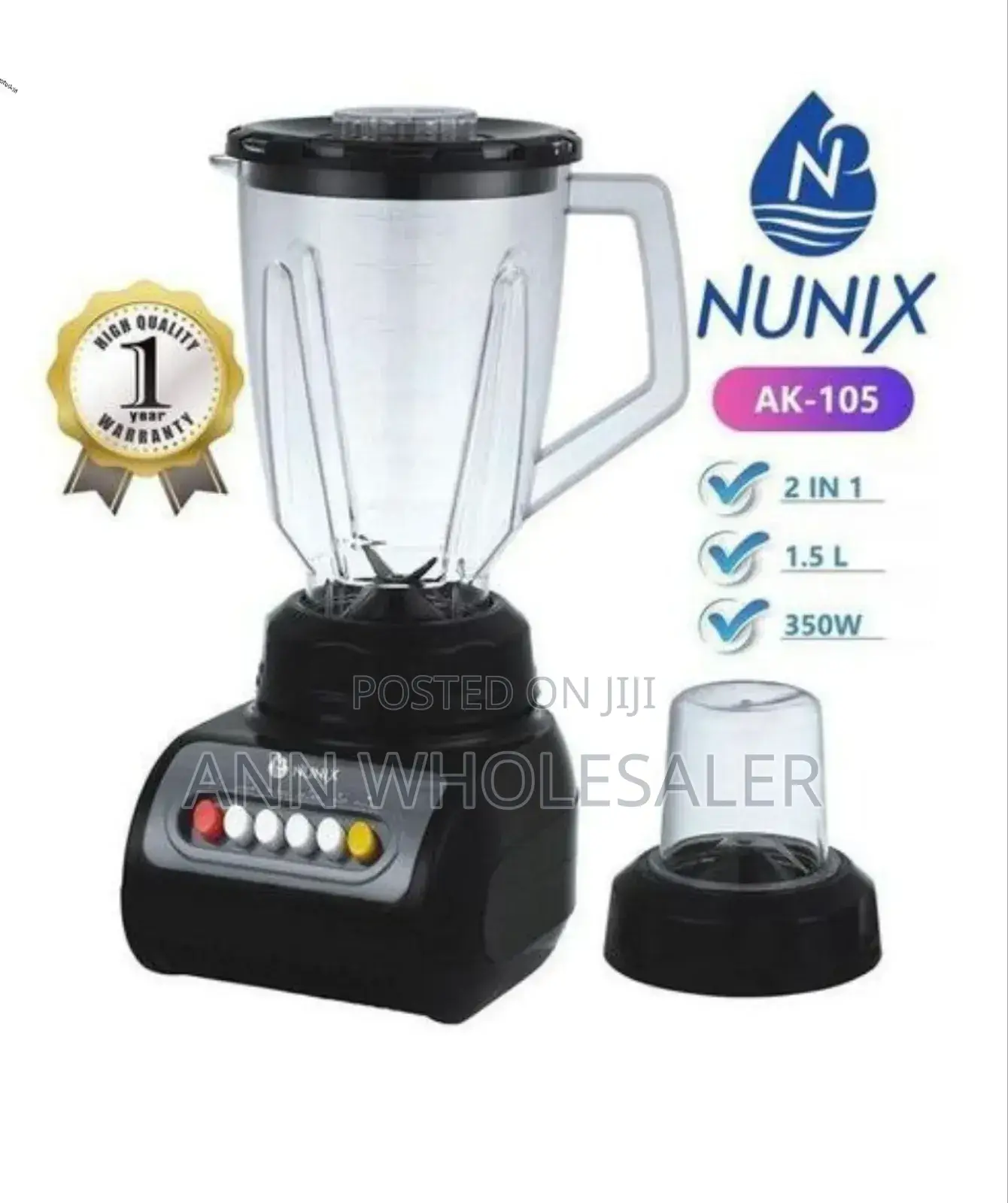 1.5 L Nunix Black Ak 105 Blender