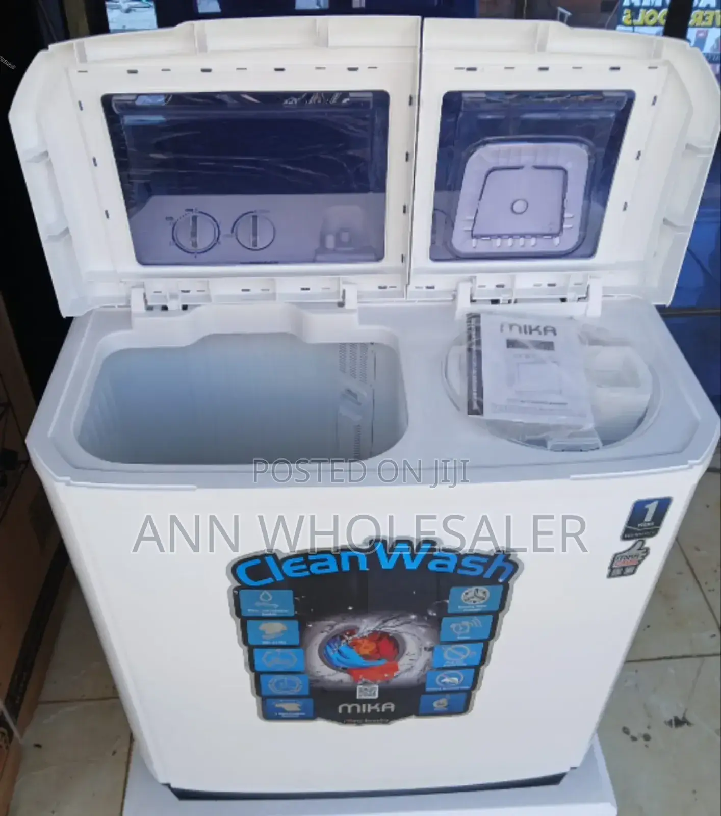 White Mika 10kg Twin Tub Washing Machine W/77
