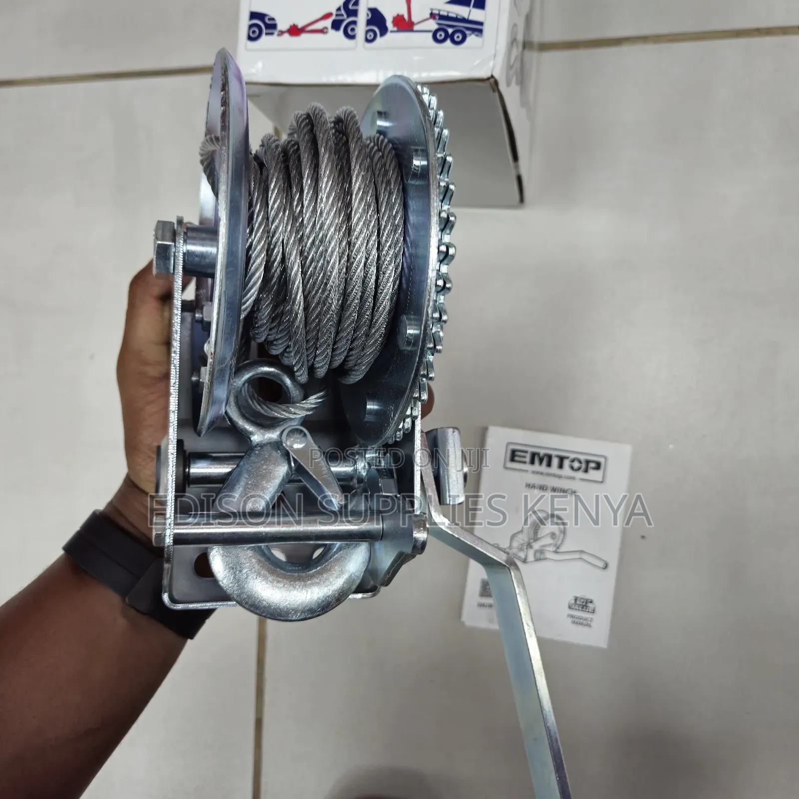 Hand Winch Emtop Steel Hand Crank Gear Ratchet Cable Puller