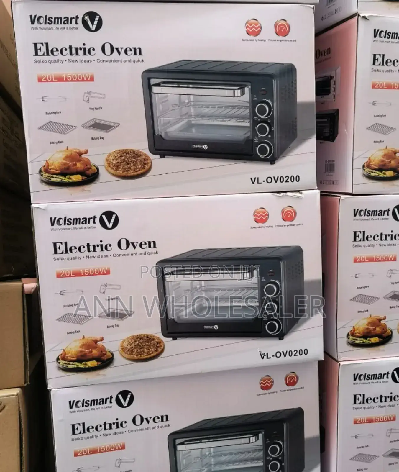 Black 20L Volsmart Electric Oven VL20