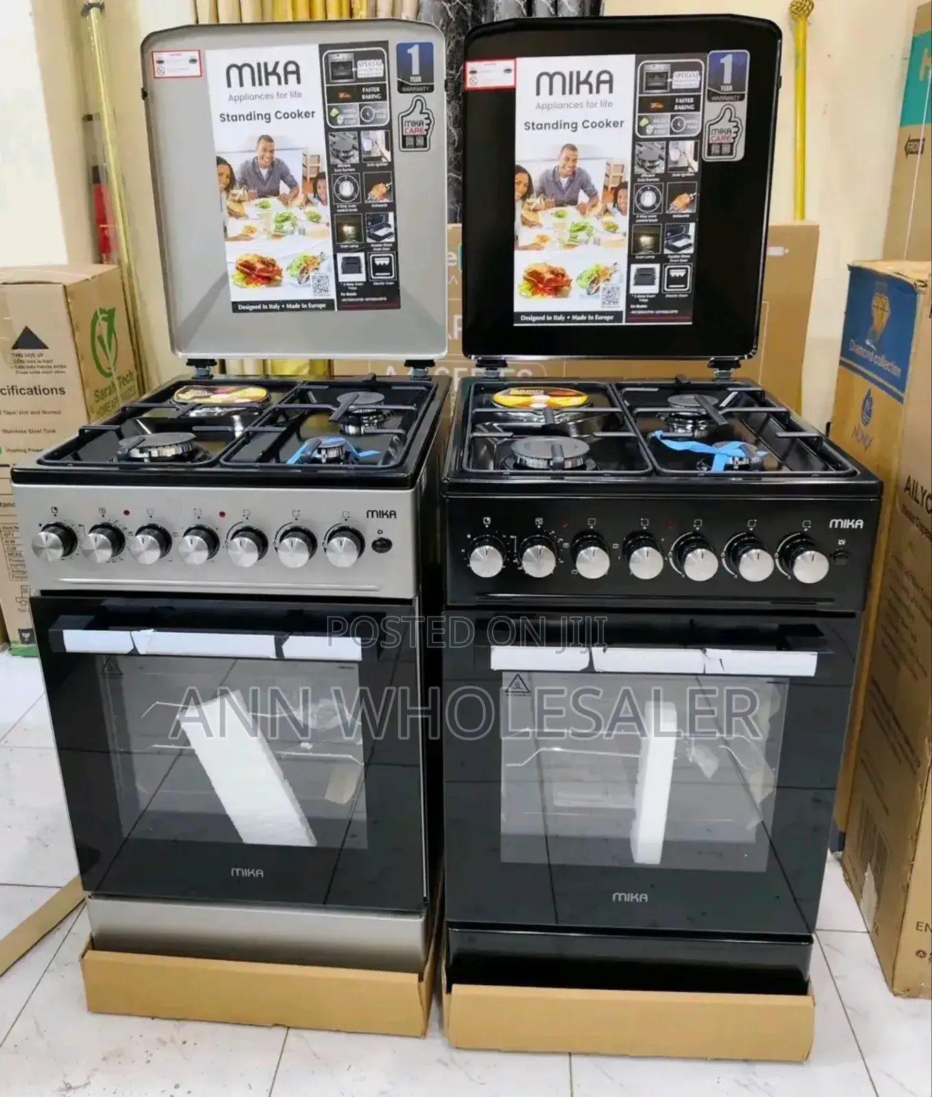 *MIKA Standing Cooker, 50cm X 60cm, 3 Gas Burners 1 Plate