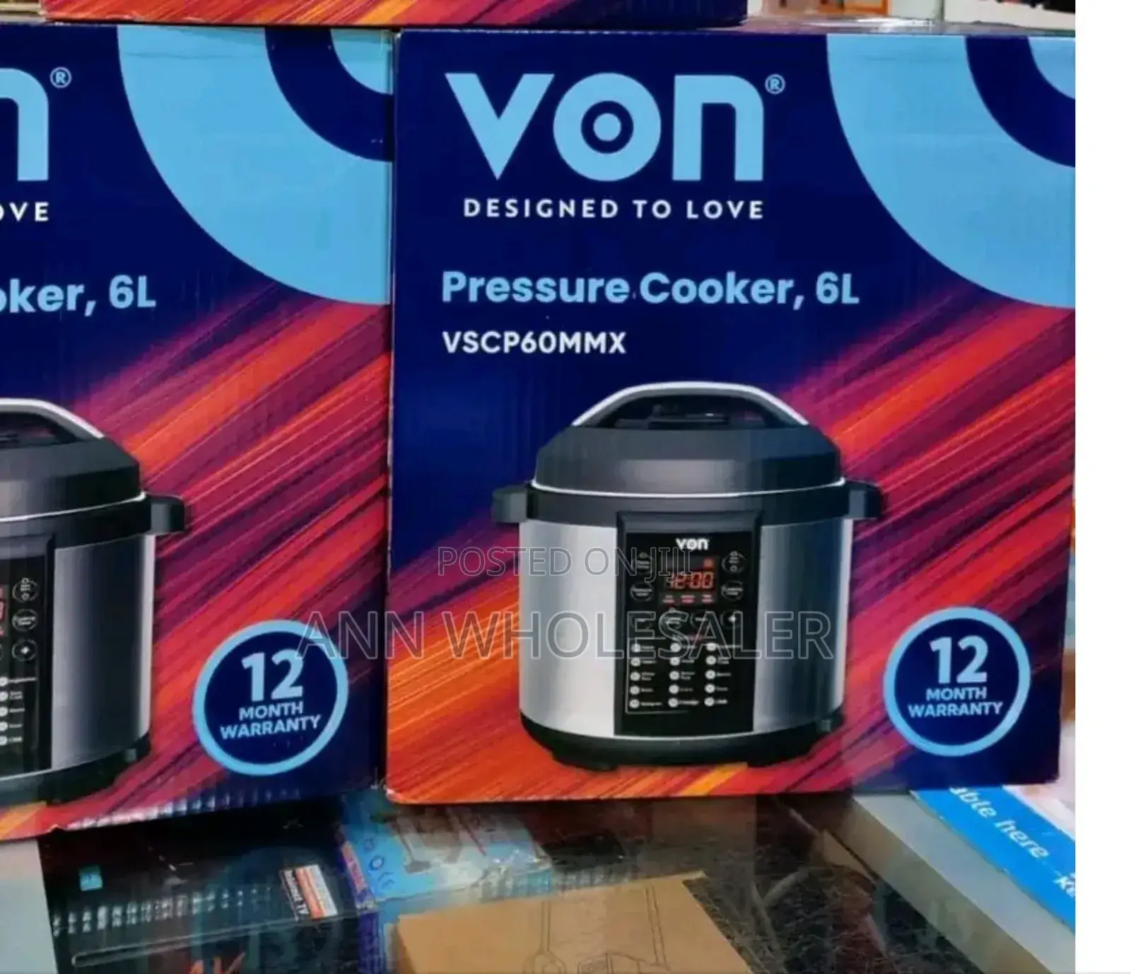 Von 6 Liter Electric Pressure Cooker 1000W
