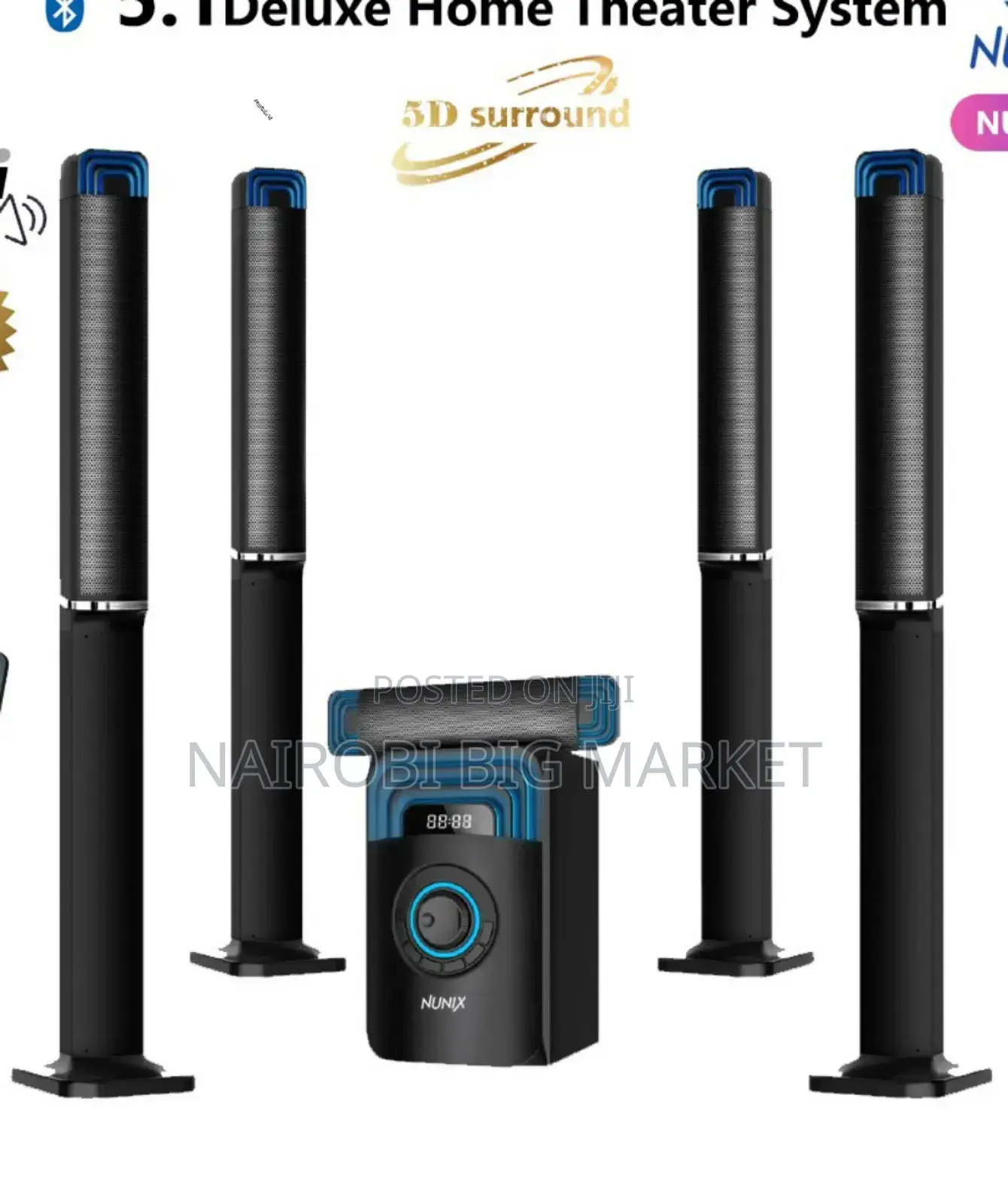 Nunix 5.1 Deluxe Home Theater System Super Music System N/T