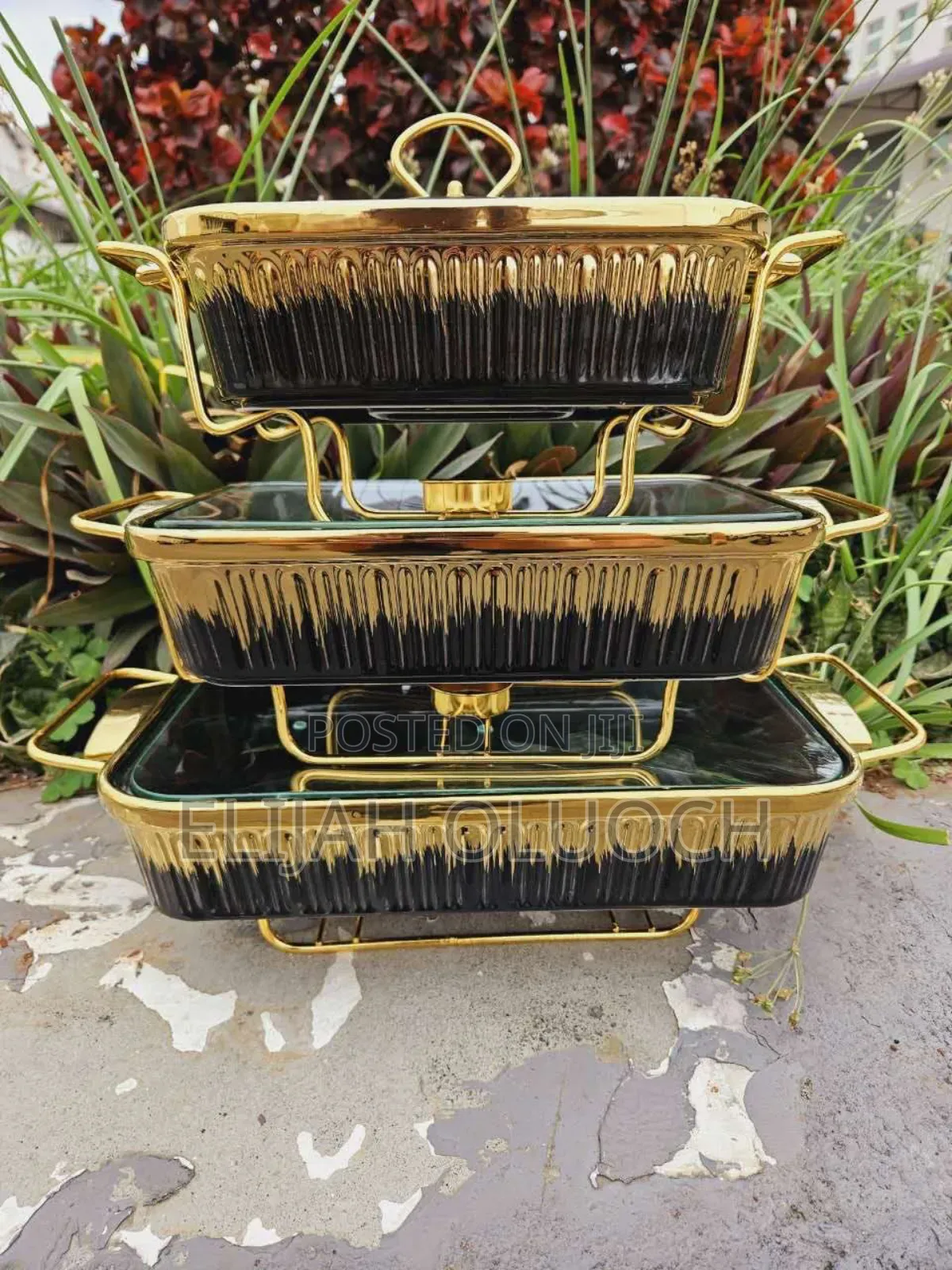 Set of 3 Ceramic Chaffing Dishes