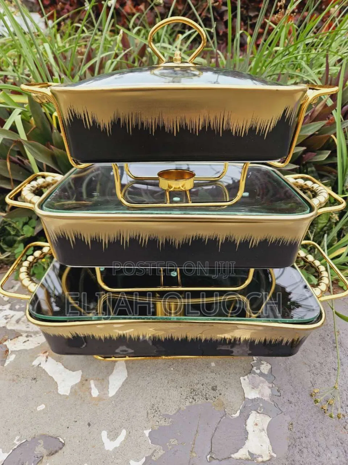 Set of 3 Ceramic Chaffing Dishes