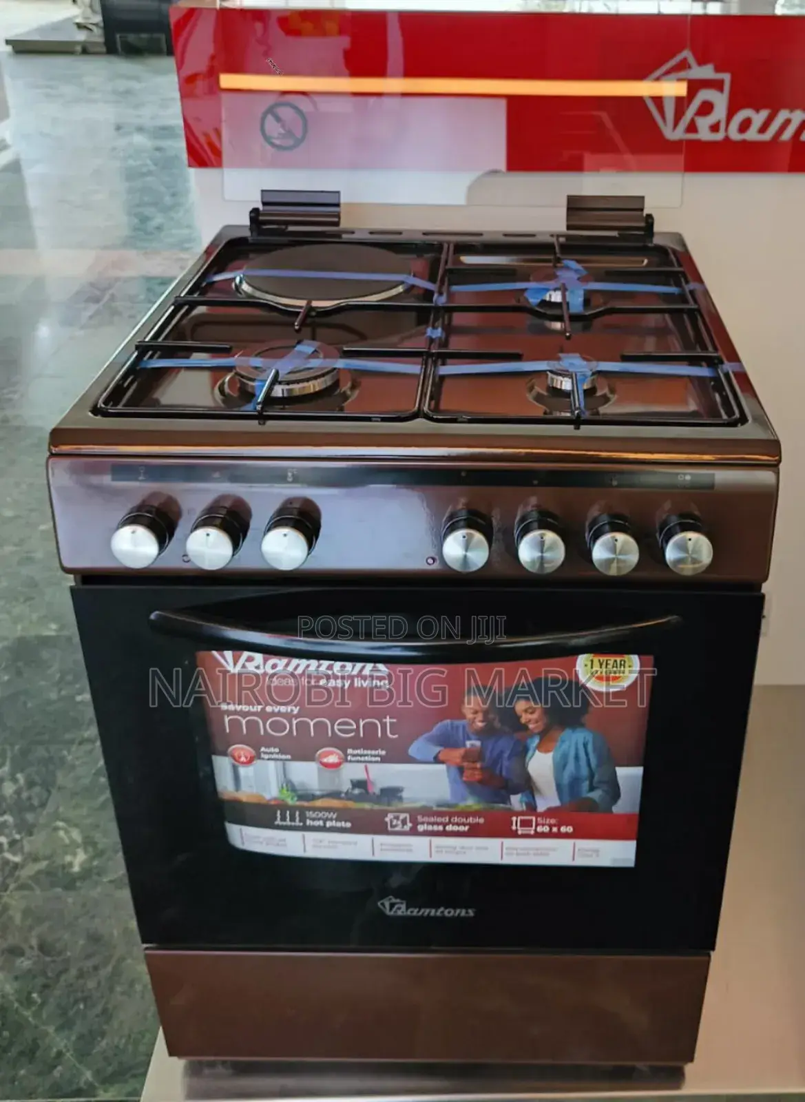 Ramtons Standing Cooker 60*60cm. 3G+1E Oven RM/3G