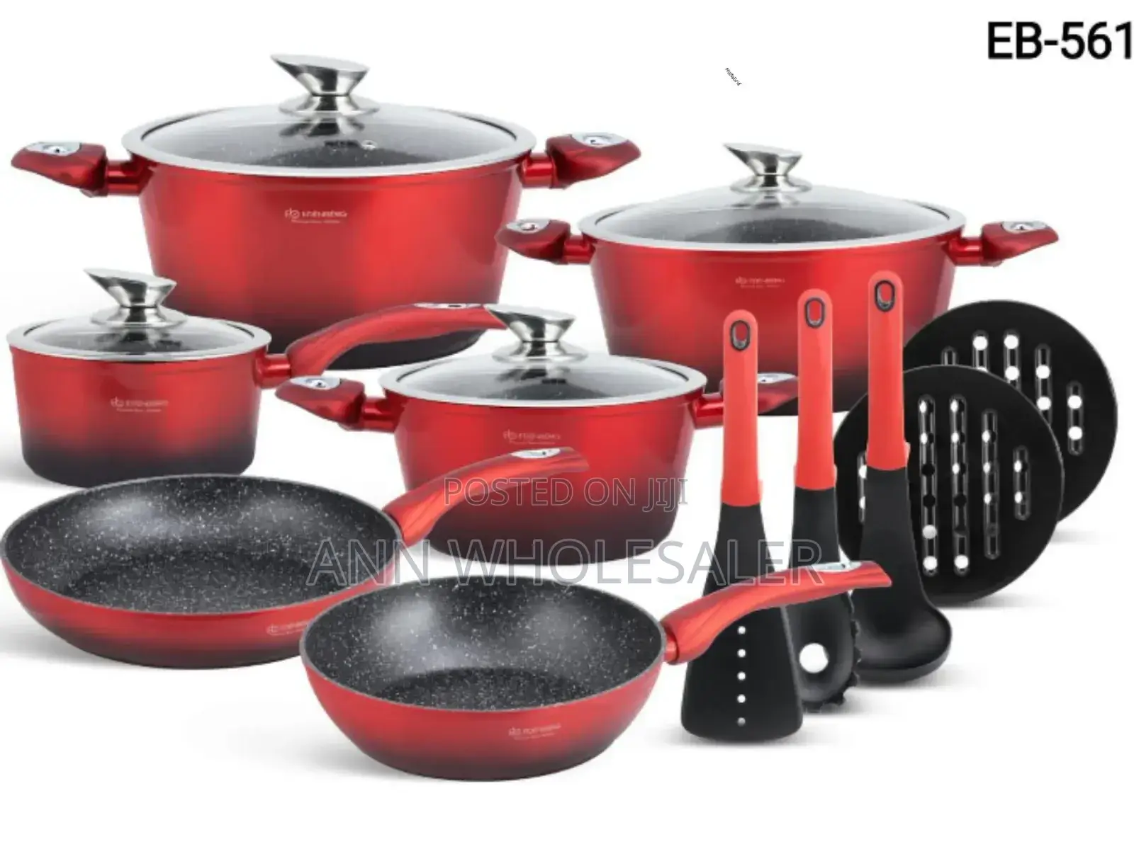 15 Pieces Edenburg Nonstick Cookware Set/ Red R15