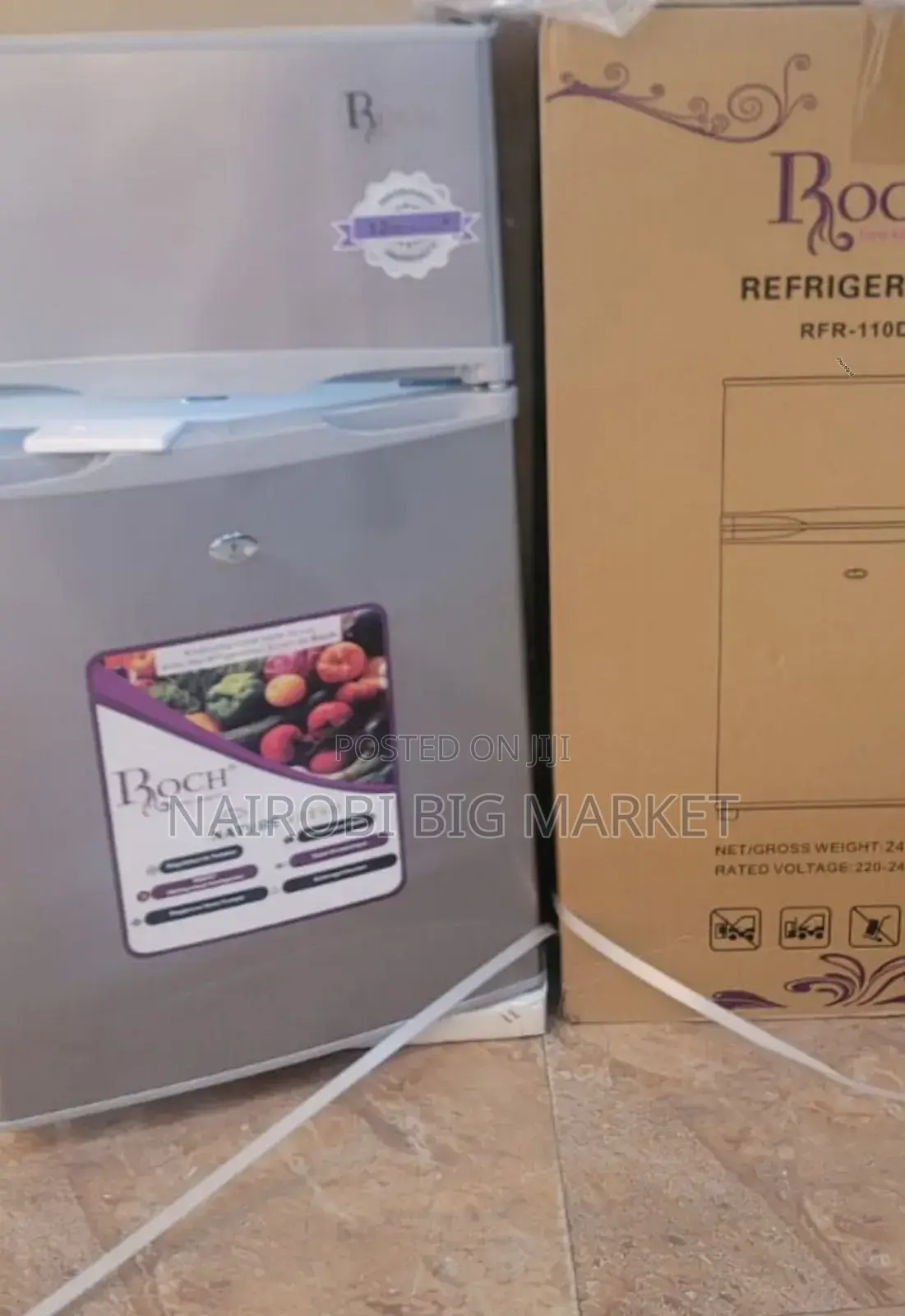 Roch RFR-110D-B Double Door Fridge, 85L - Silver RCH/85L