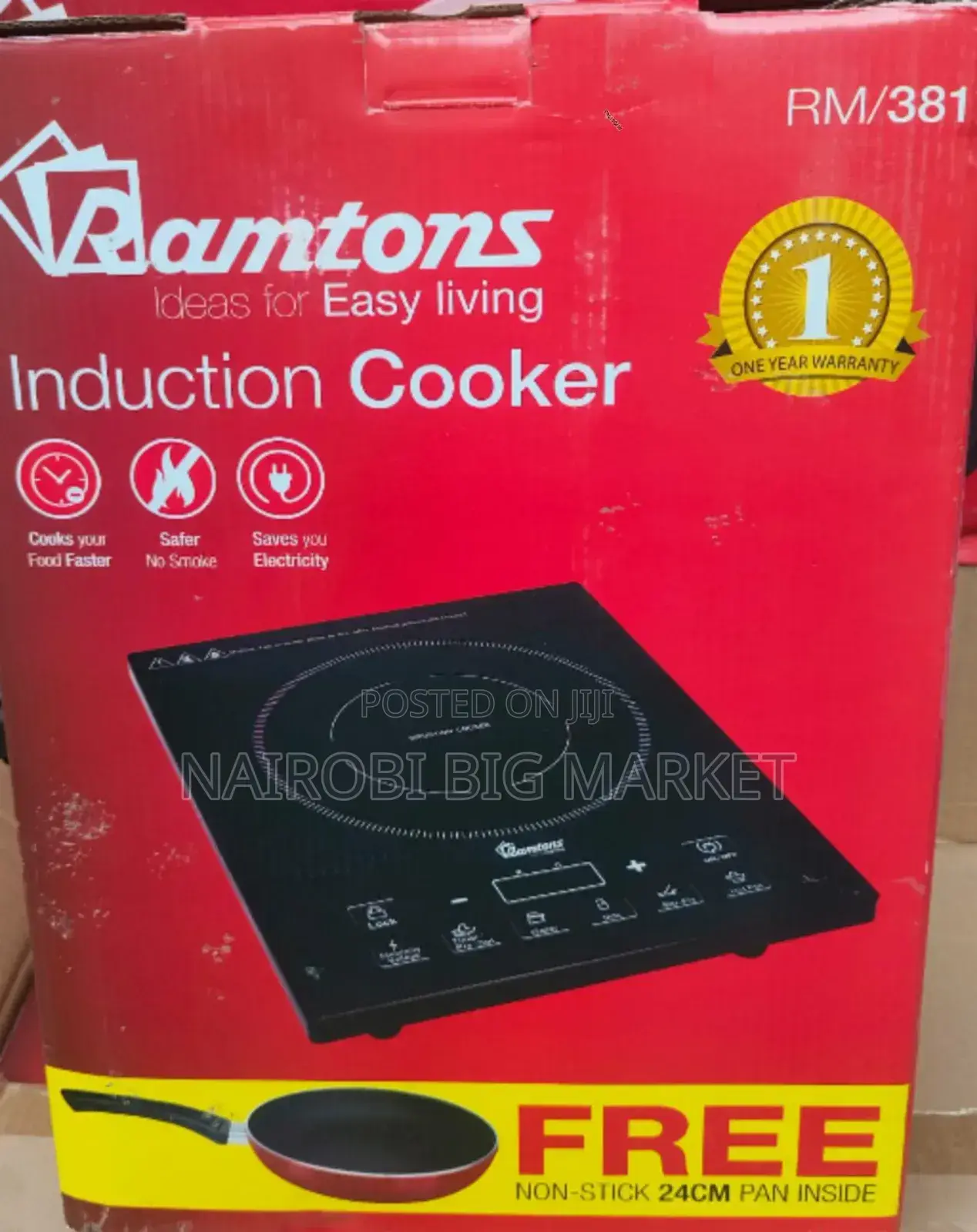 Ramtons Induction Cooker Plus Free 24 Cm Pan RM/I