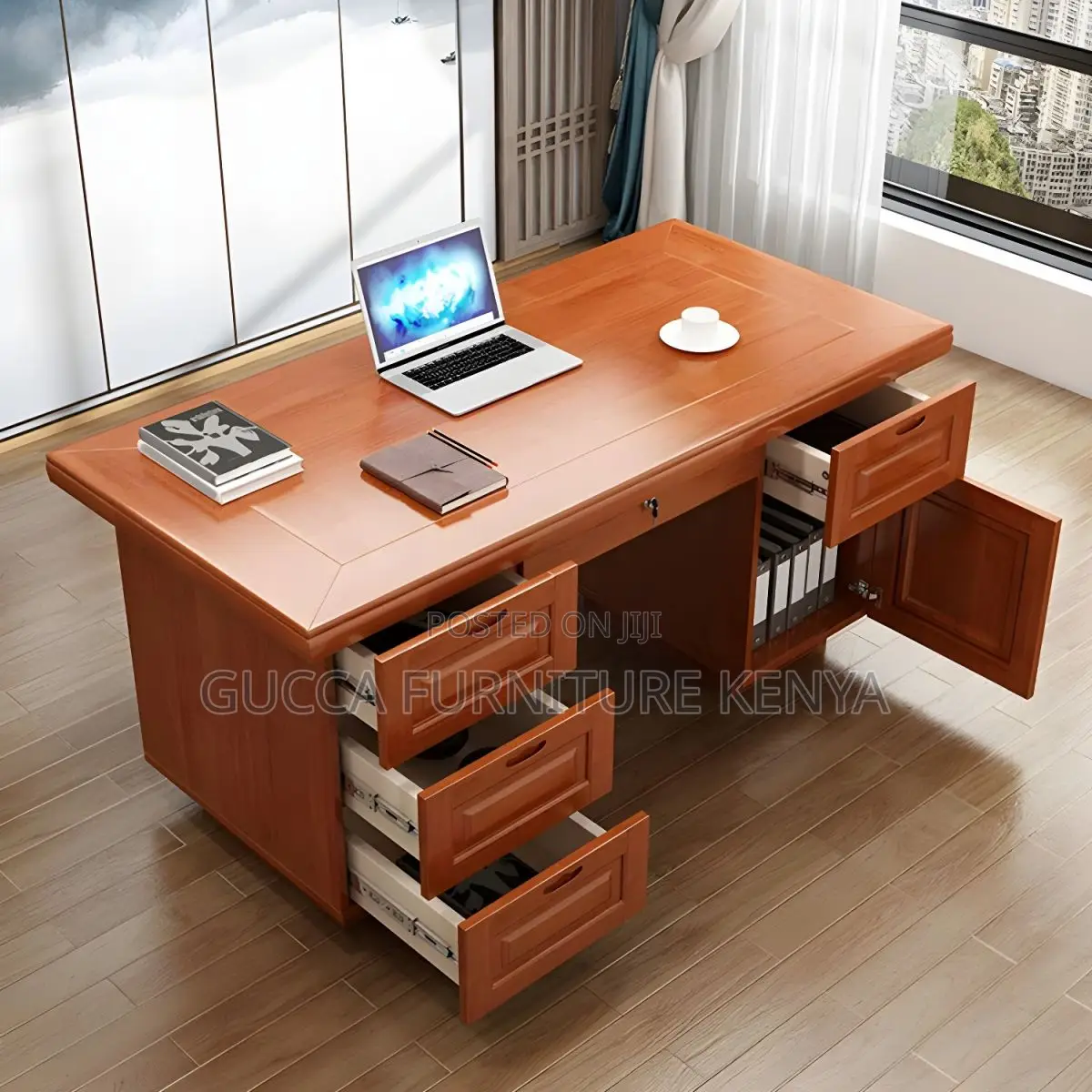 Office Tables:120cm Sleek Oak Writing Mahogany Senate Desk