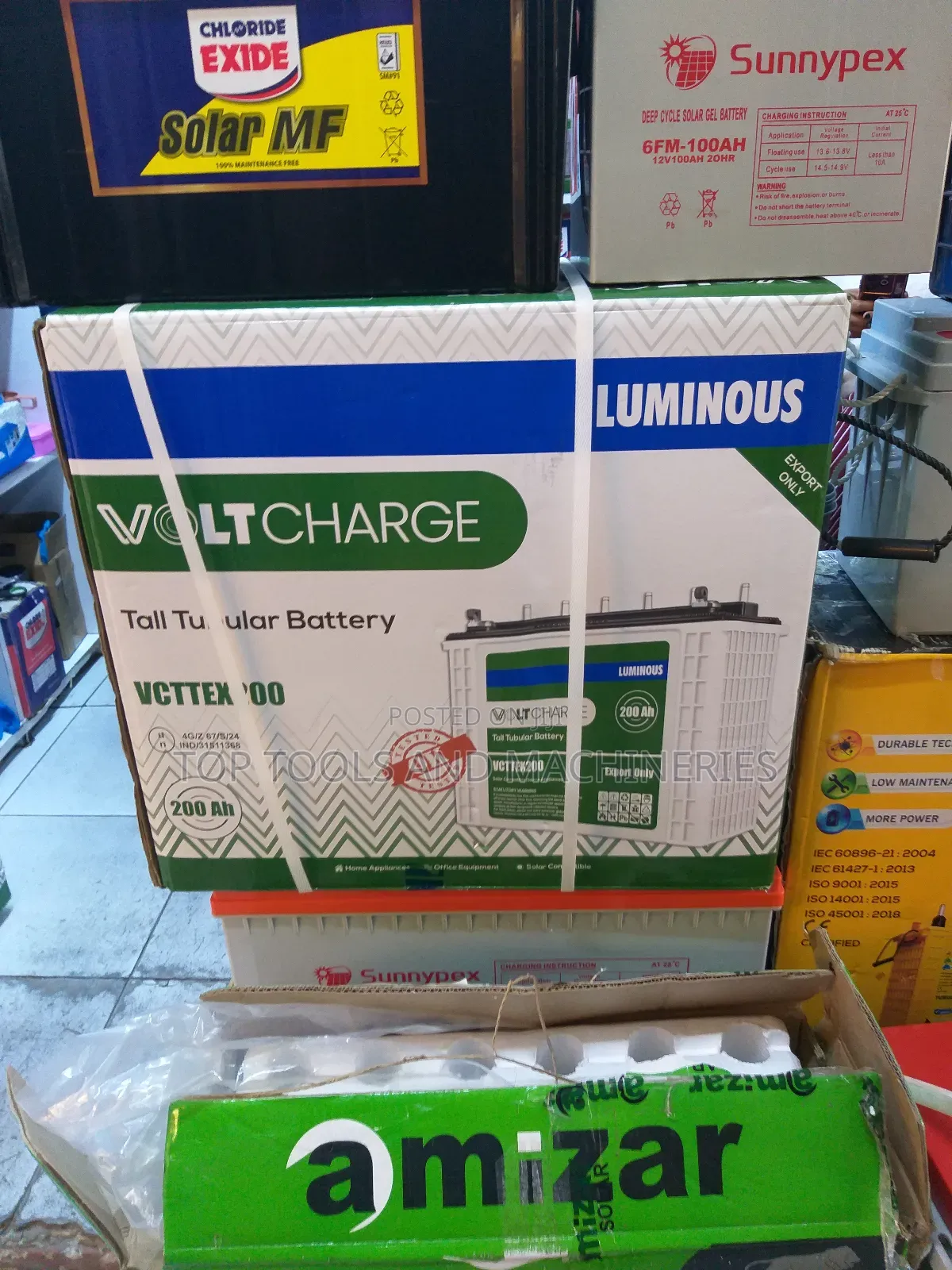 Luminous 12v200ah/20hrs Tall Tubular Solar Battery