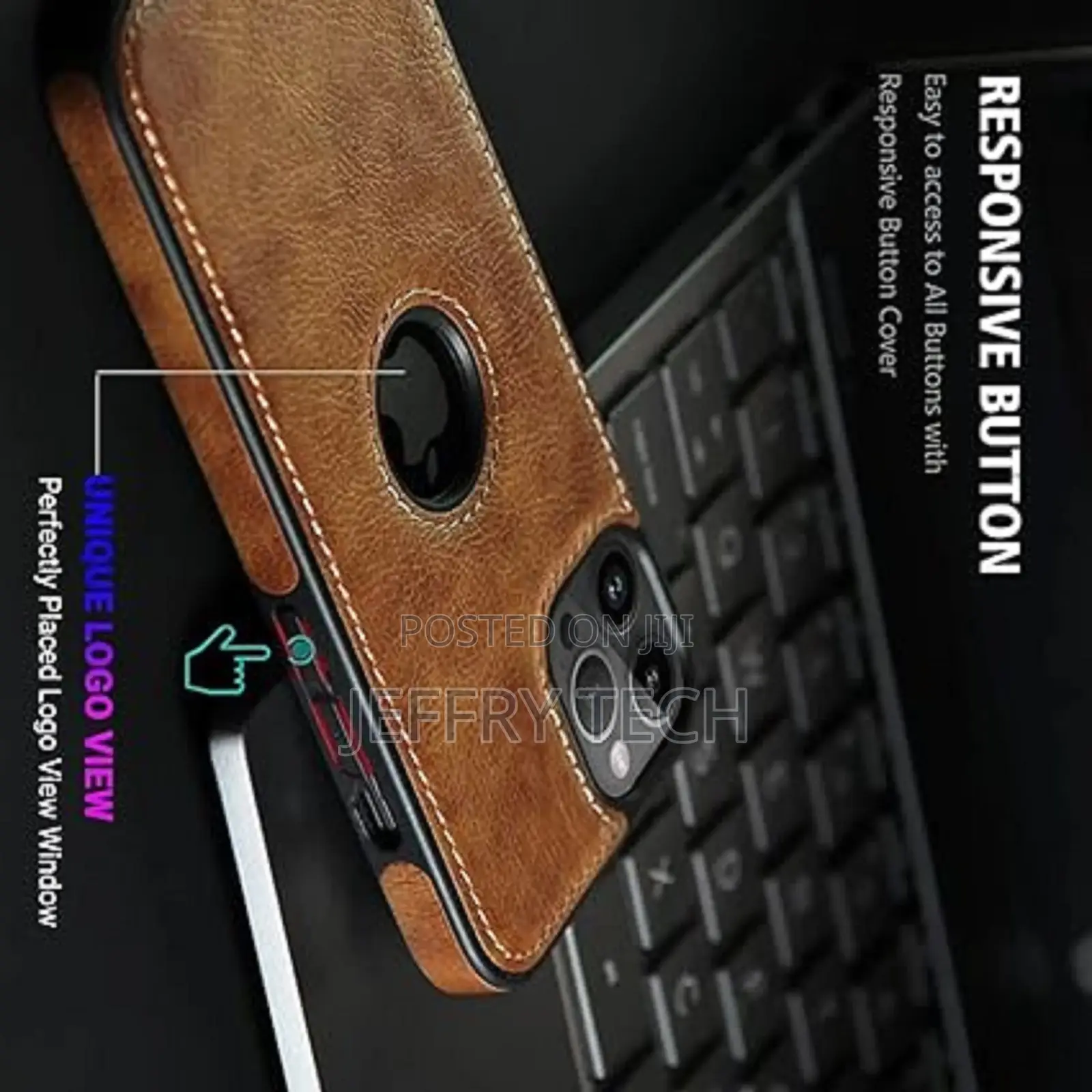 iPhone 14 Pro Max (Flexible Pu Leather With Logo Cut