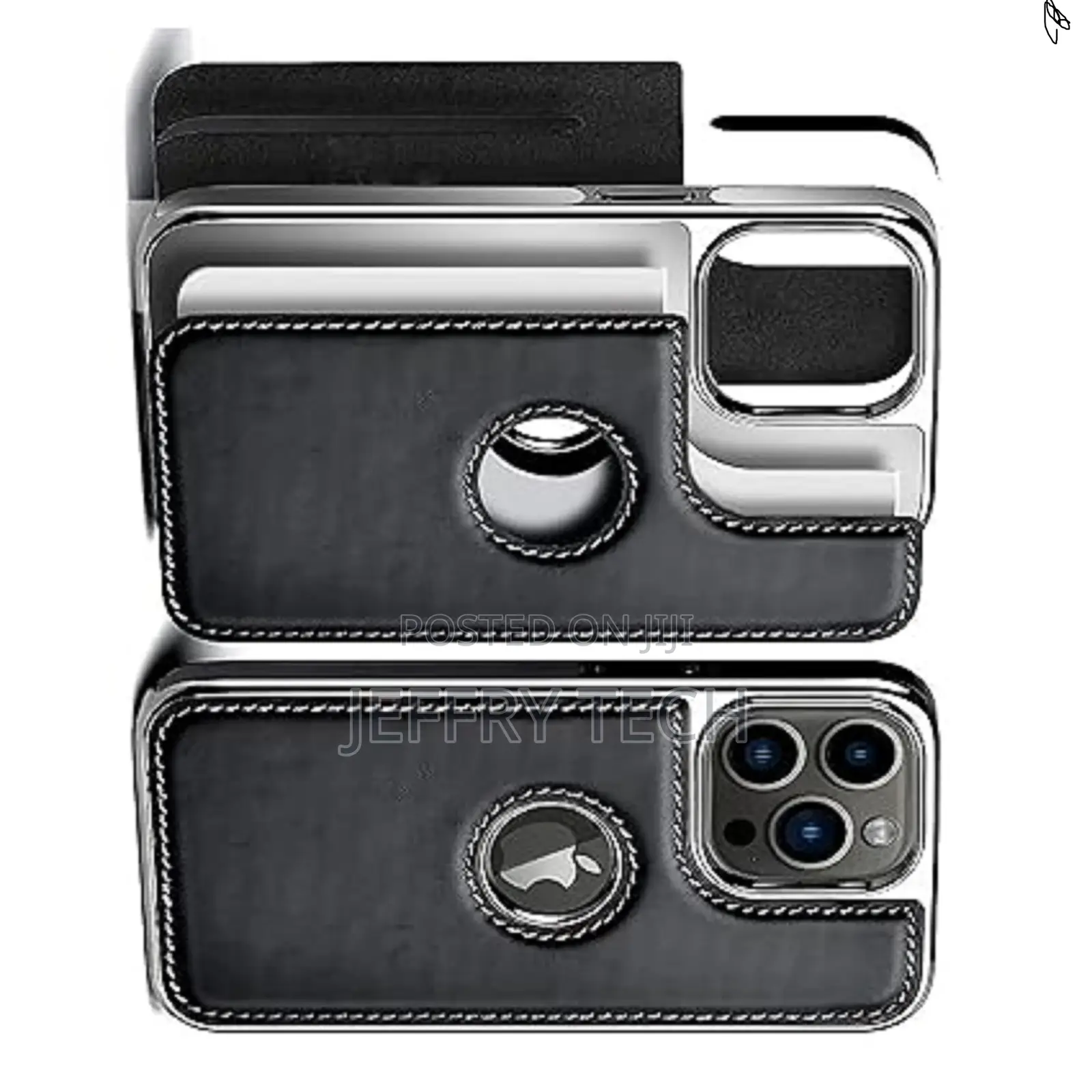 Apple iPhone 14 Pro Max Slim Logo Cut Bumper Leather Cover