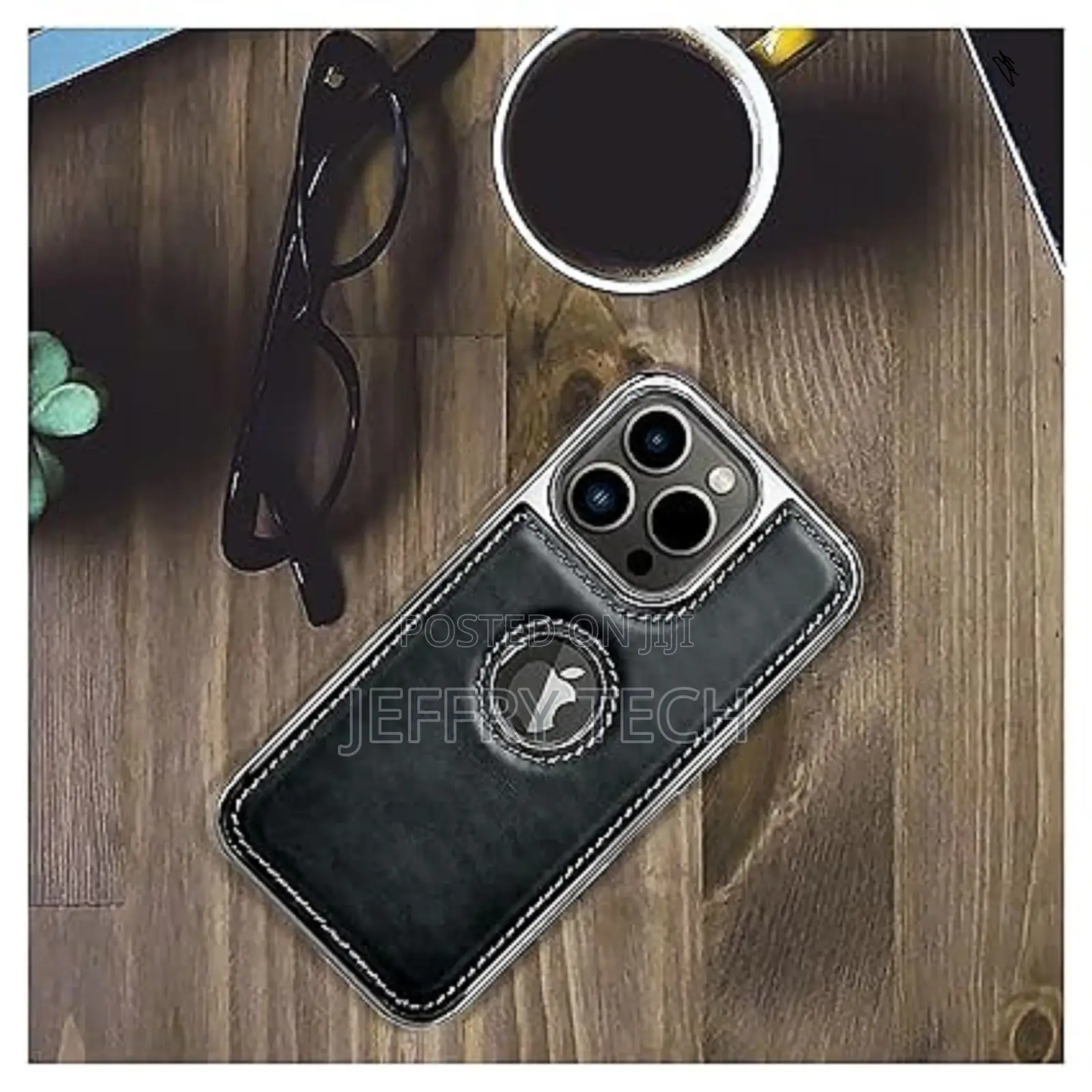 Apple iPhone 14 Pro Max Slim Logo Cut Bumper Leather Cover