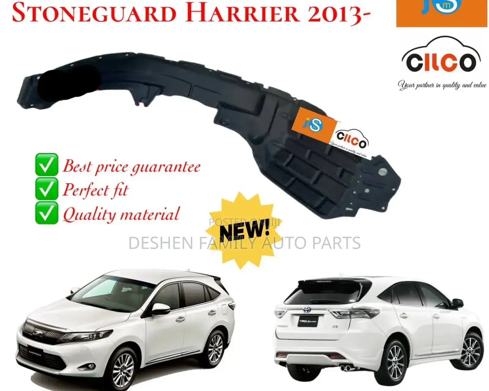 Toyota Harrier 2013 -18 Innerfender/Stoneguard/Stone Guard