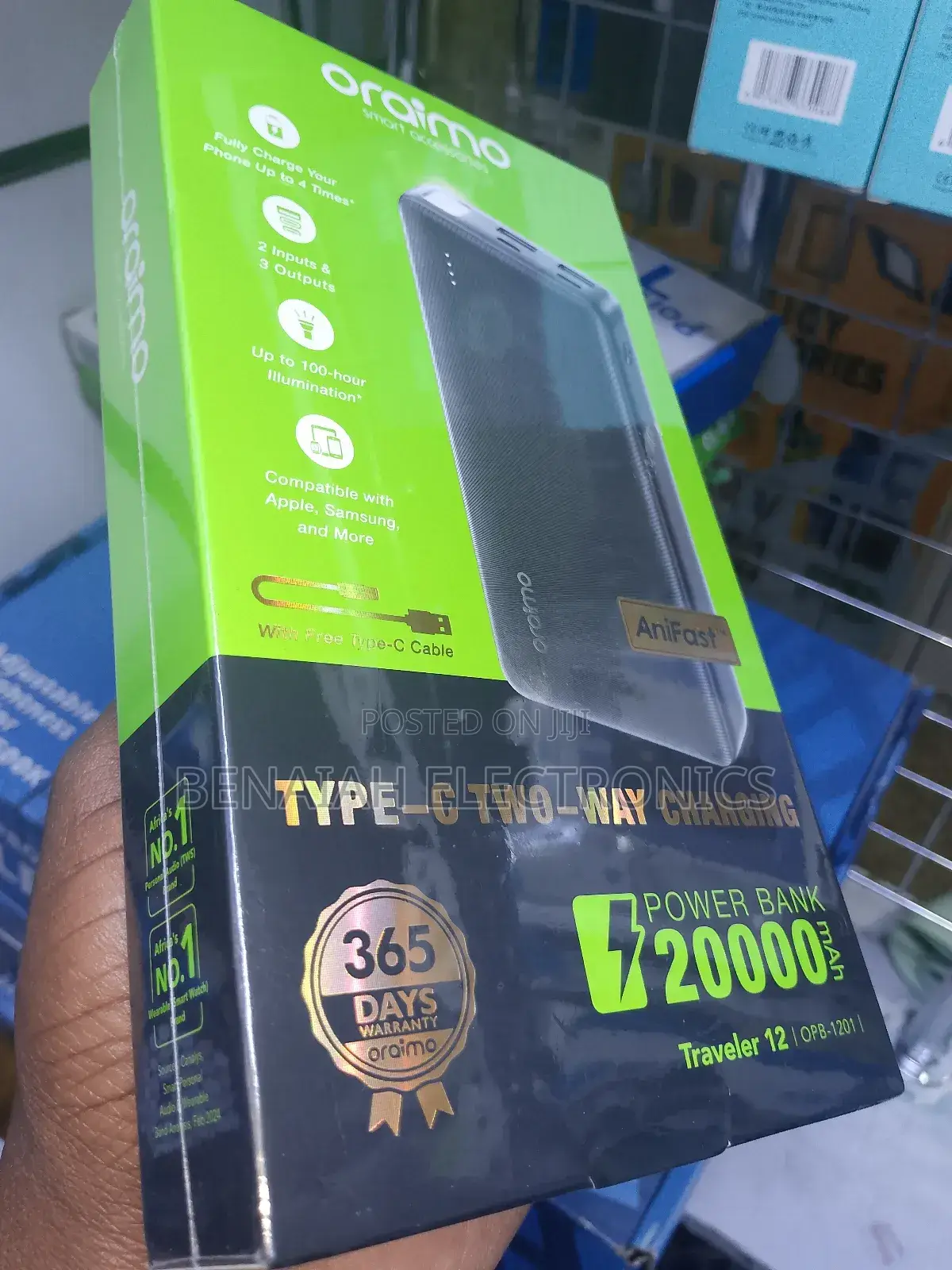 Power Bank 20000 Oraimo Powerbank.Up to 100 Hr Illumination