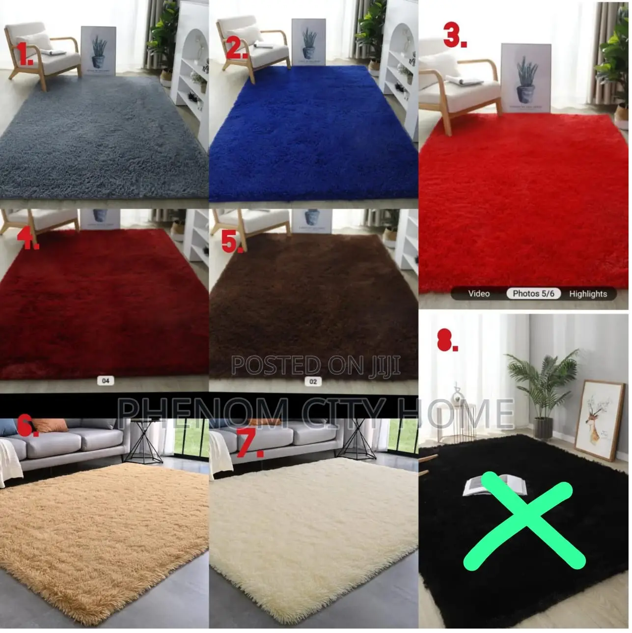 Plain Colour Fluffy Area Rugs Available