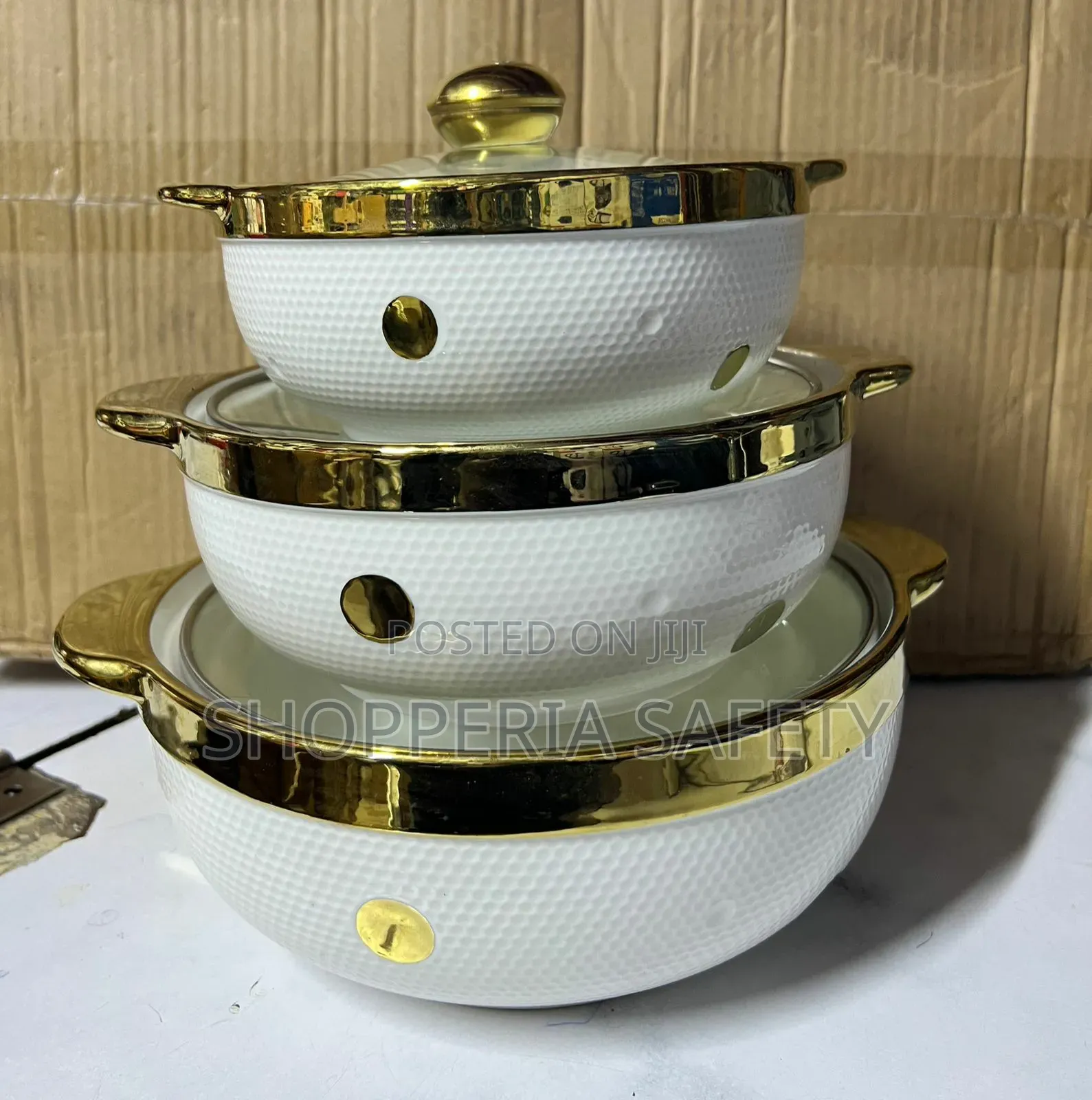 Gold Ceramic Bowls-3pcs