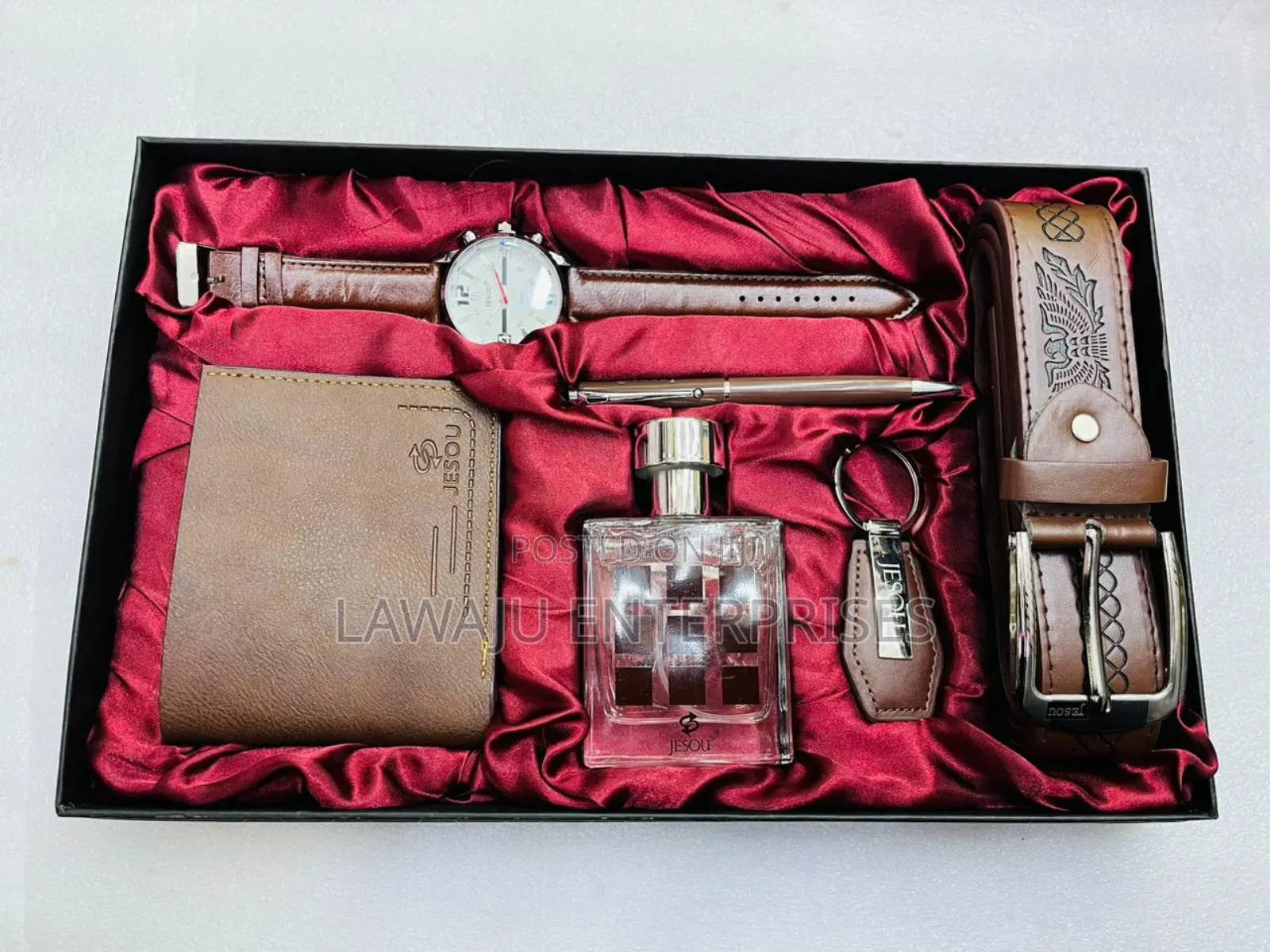 5 in 1 Brown Leather Men's Gift Set