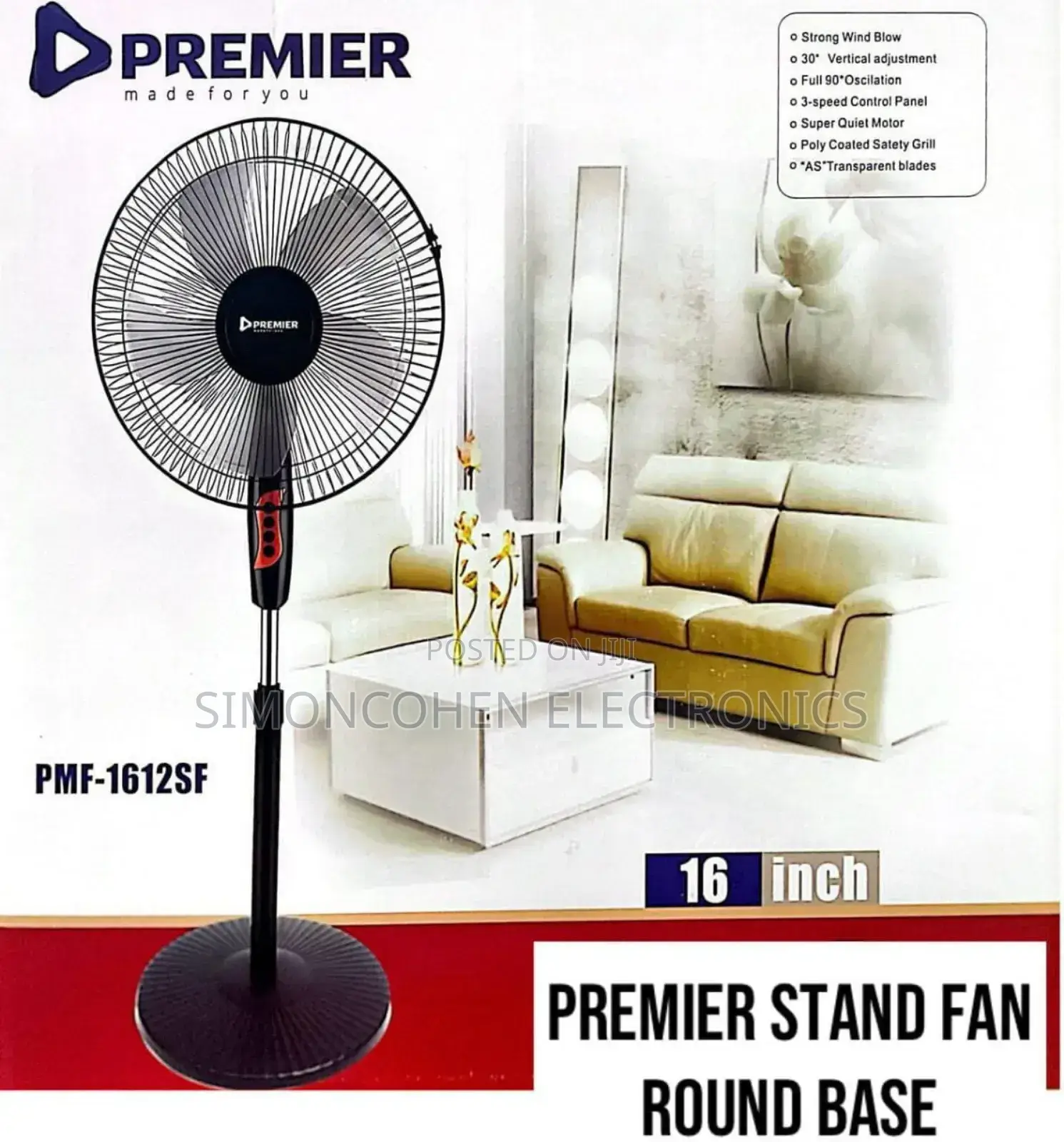 Premier Standing Fan 16 Inches