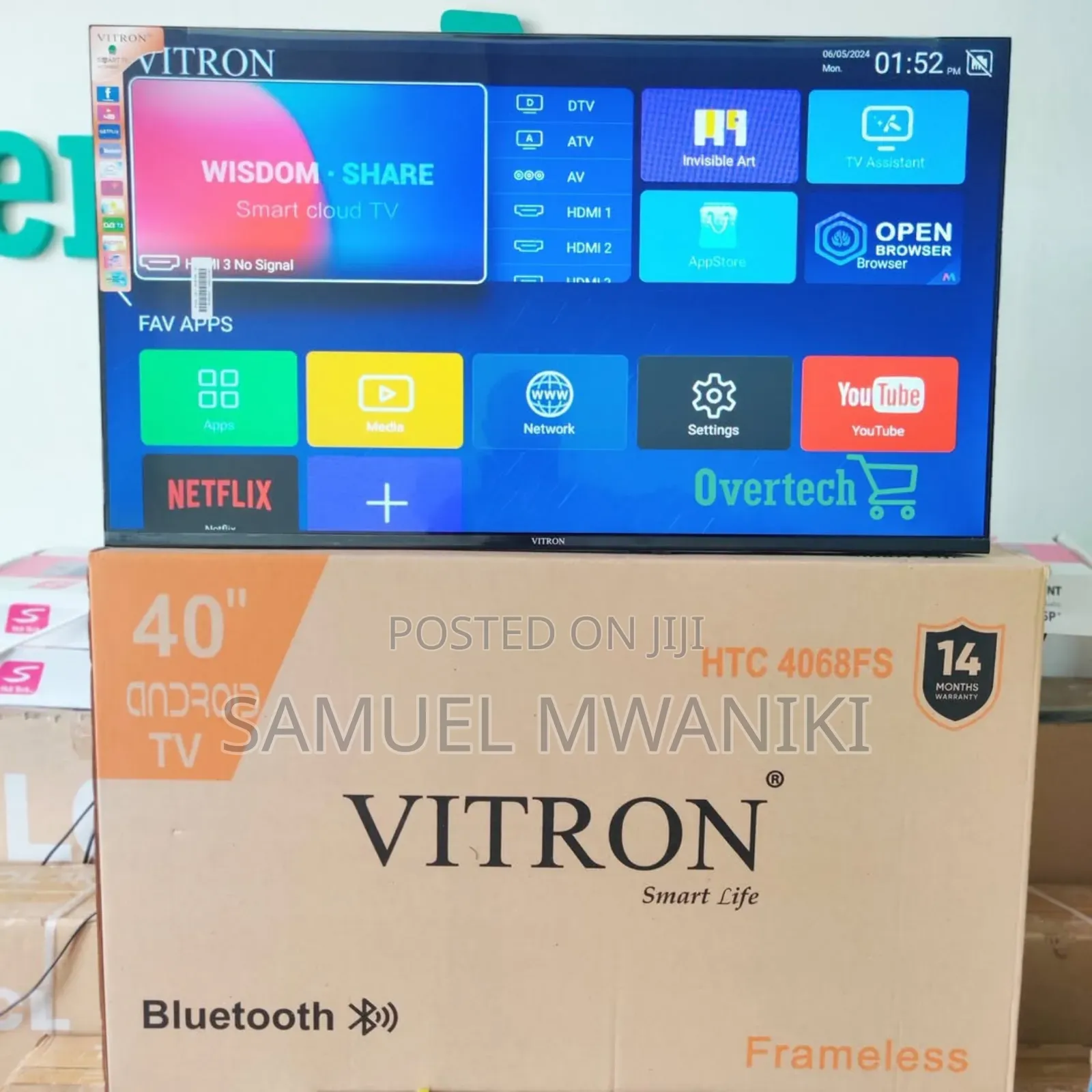 Vitron 40′′ Smart Android TV
Frameless Screen With Bluetooth
